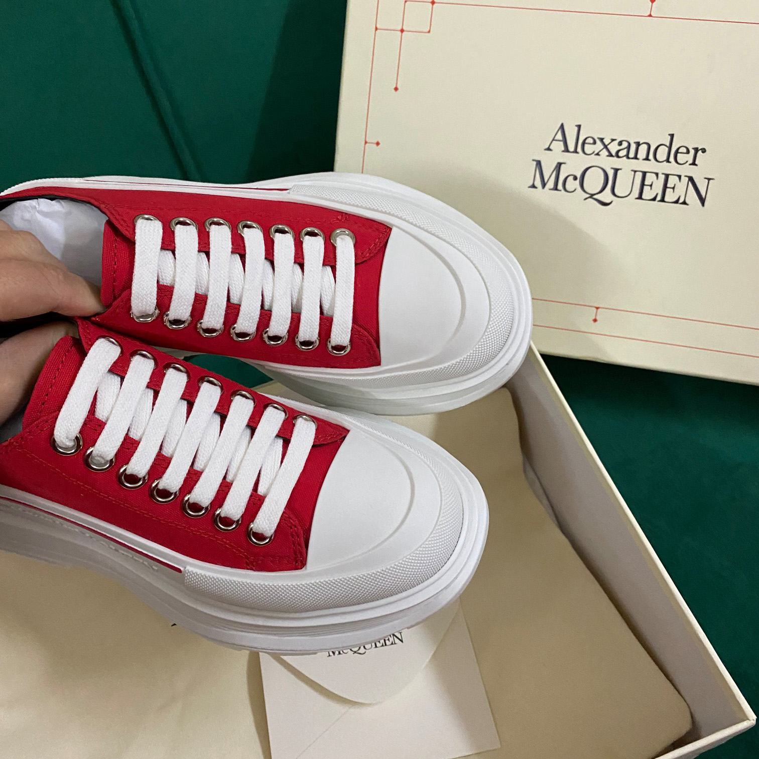 Alexander Mqueen Women's Tread Slick Lace Up In Lust Red - 