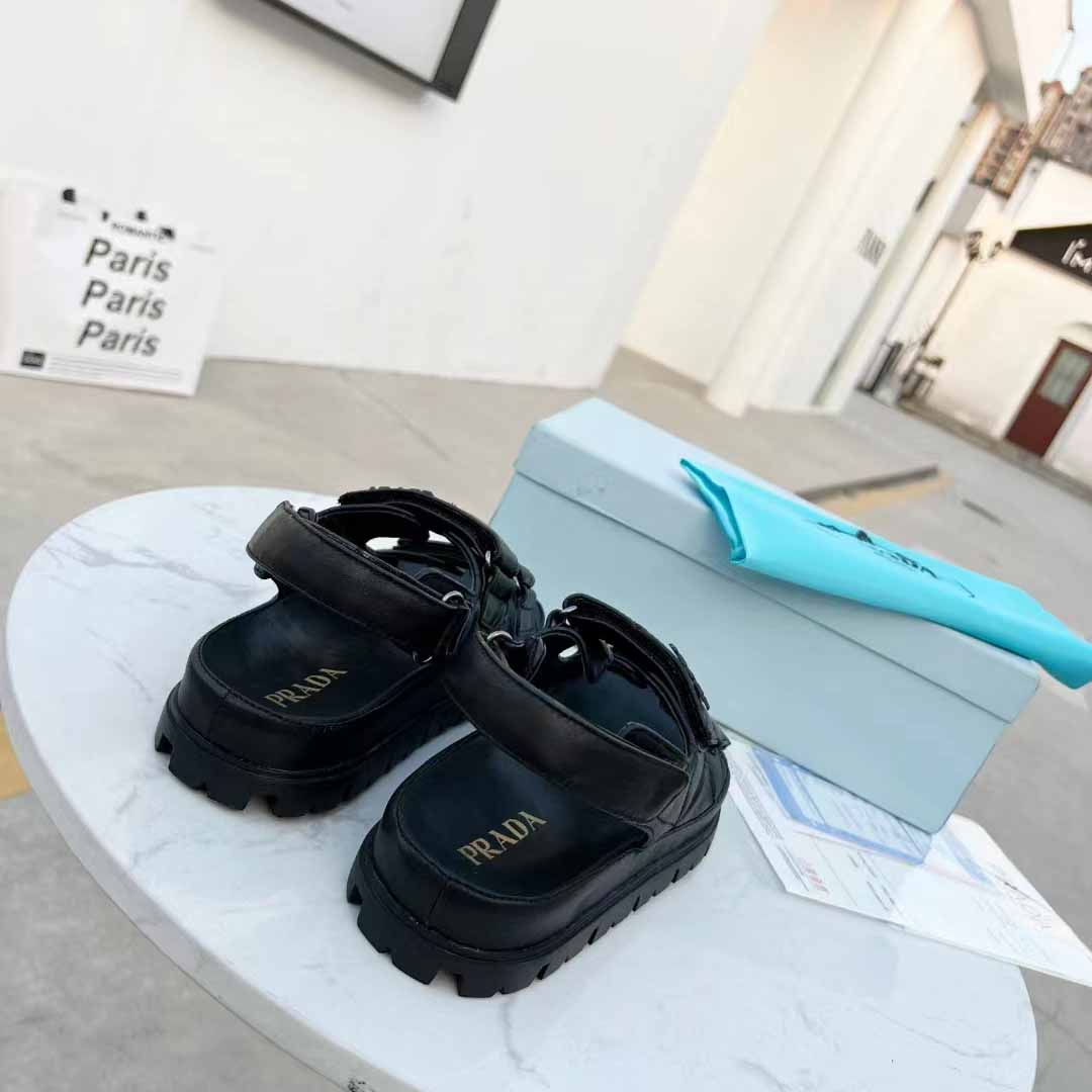 Prada Padded Nappa Leather Sandals - PerfectKickZ