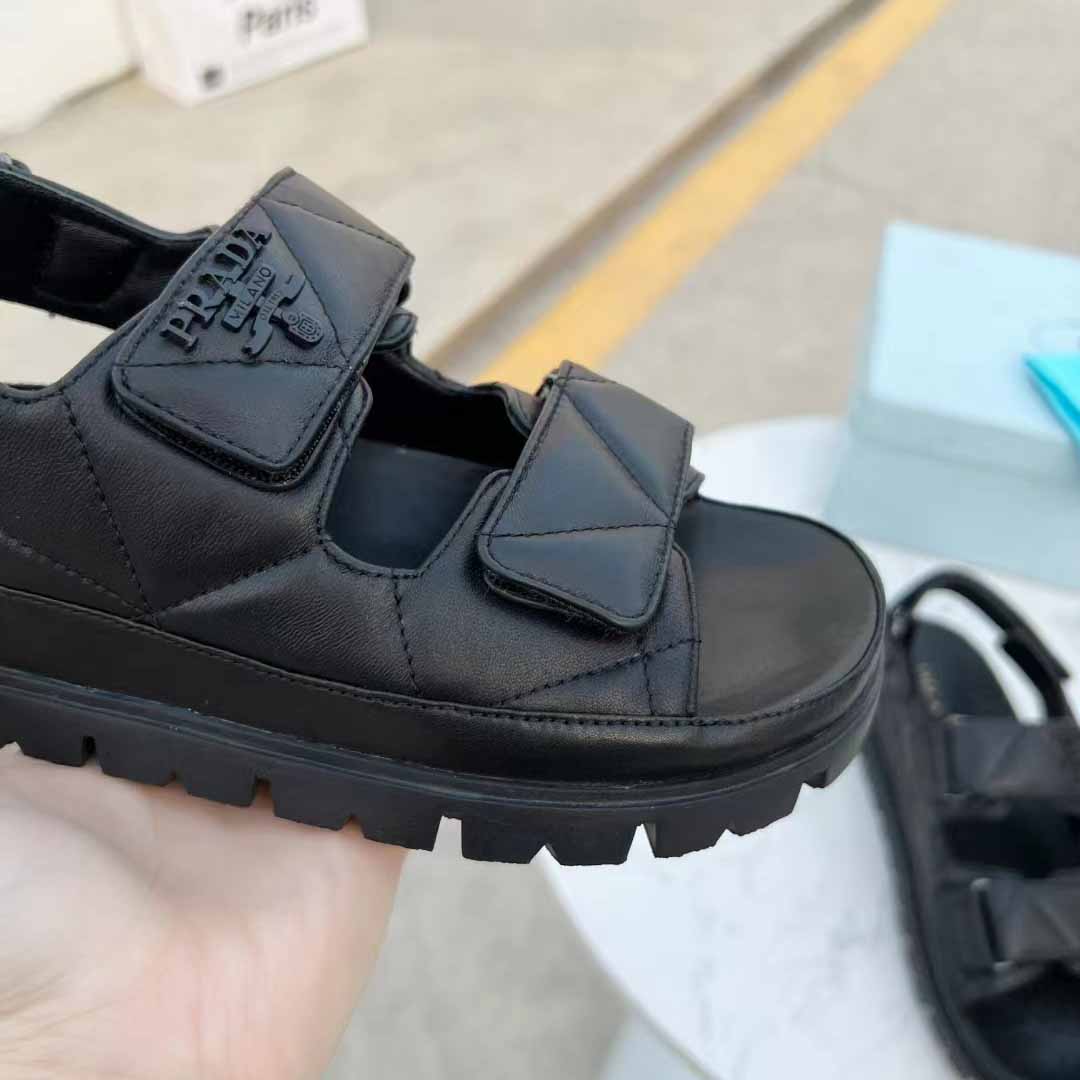 Prada Padded Nappa Leather Sandals - PerfectKickZ