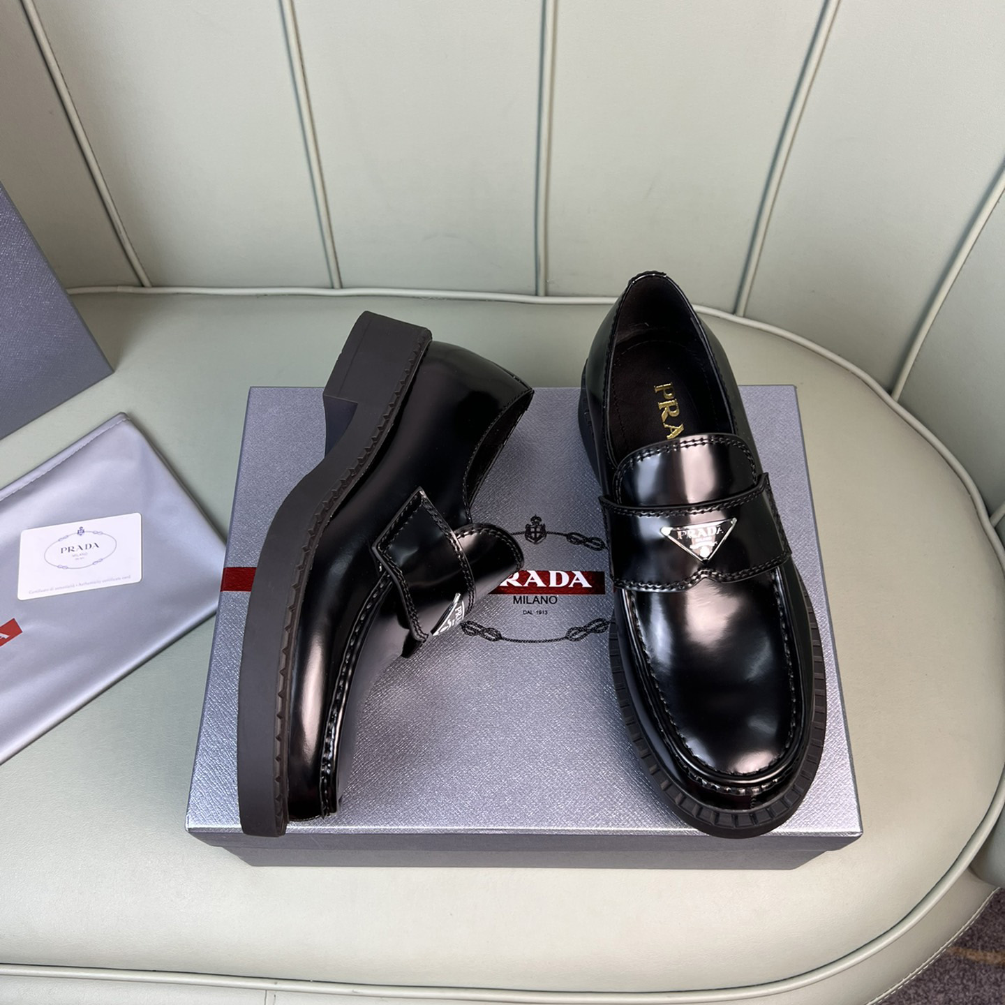 Prada Chocolate Sharp Brushed Leather Pointed Loafers - PerfectKickZ