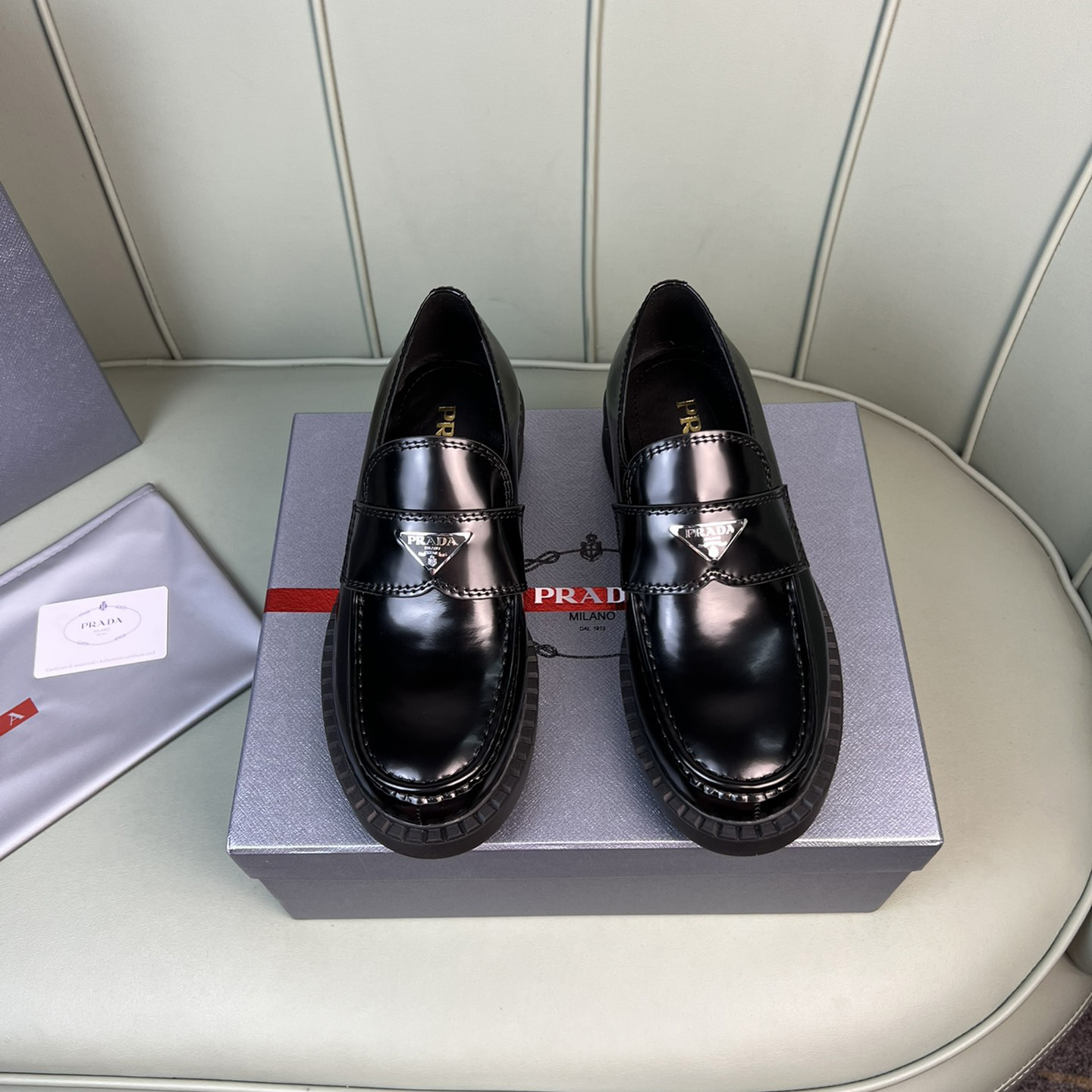Prada Chocolate Sharp Brushed Leather Pointed Loafers - PerfectKickZ