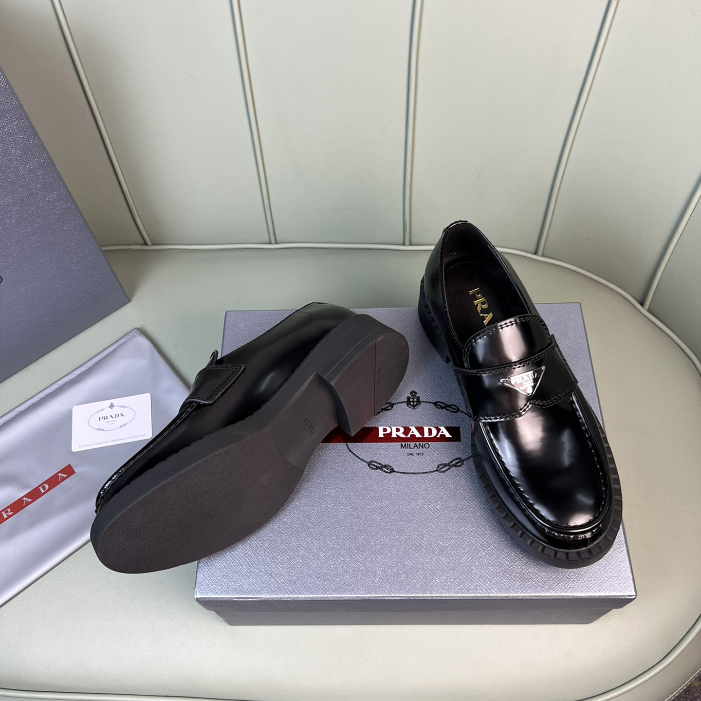 Prada Chocolate Sharp Brushed Leather Pointed Loafers - PerfectKickZ
