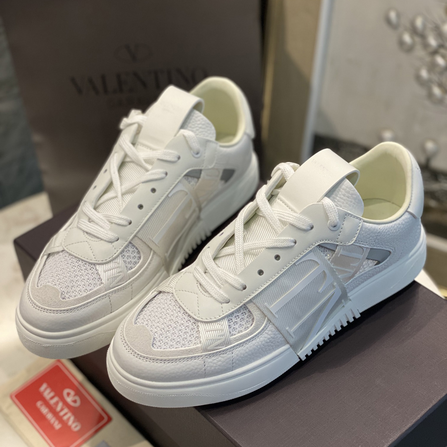 Valenti VL7N Low-Top Sneakers In Calfskin And Mesh Fabric With Bands - PerfectKickZ