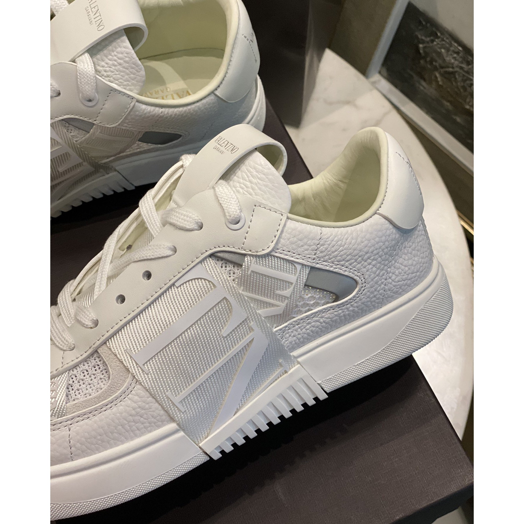Valenti VL7N Low-Top Sneakers In Calfskin And Mesh Fabric With Bands - PerfectKickZ