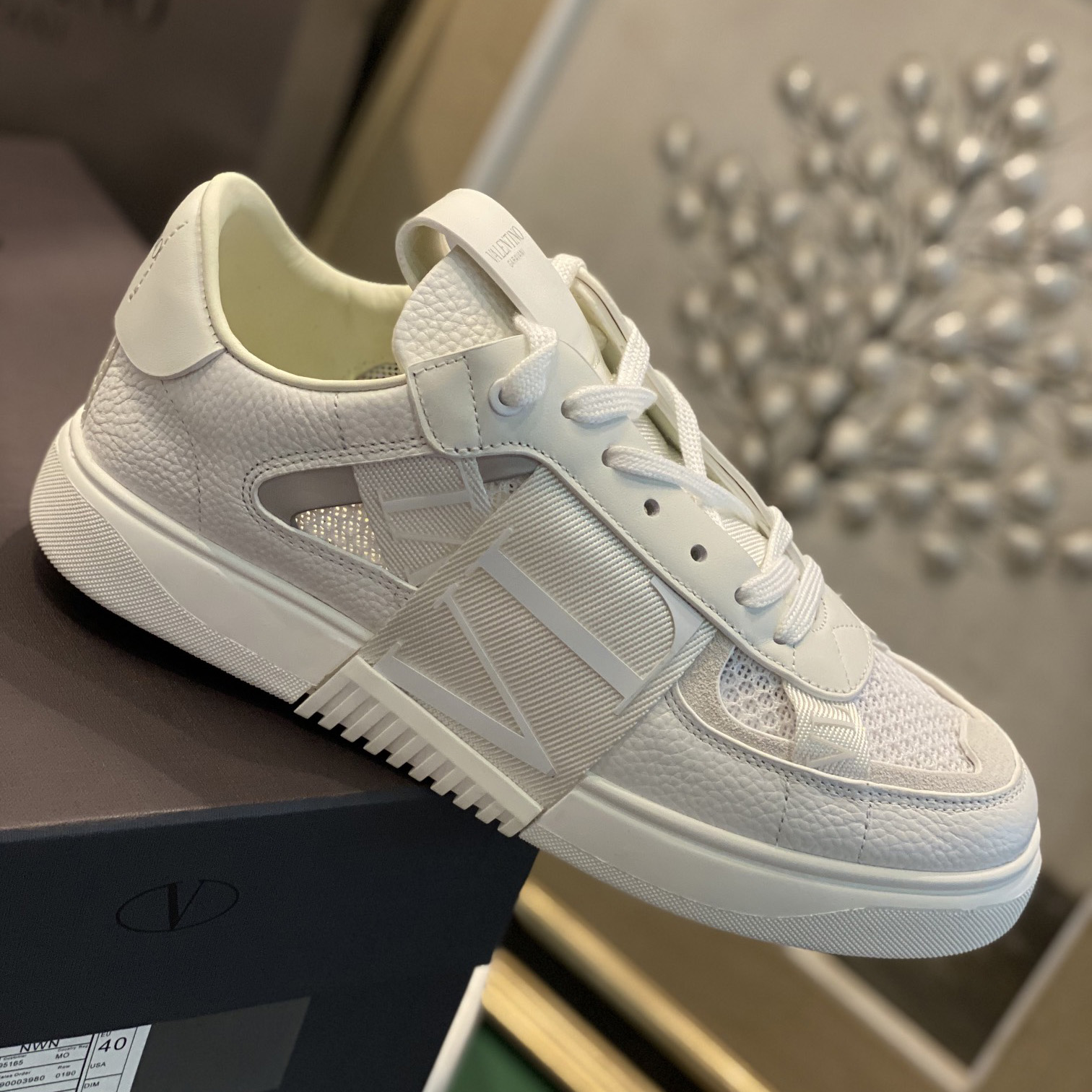 Valenti VL7N Low-Top Sneakers In Calfskin And Mesh Fabric With Bands - PerfectKickZ