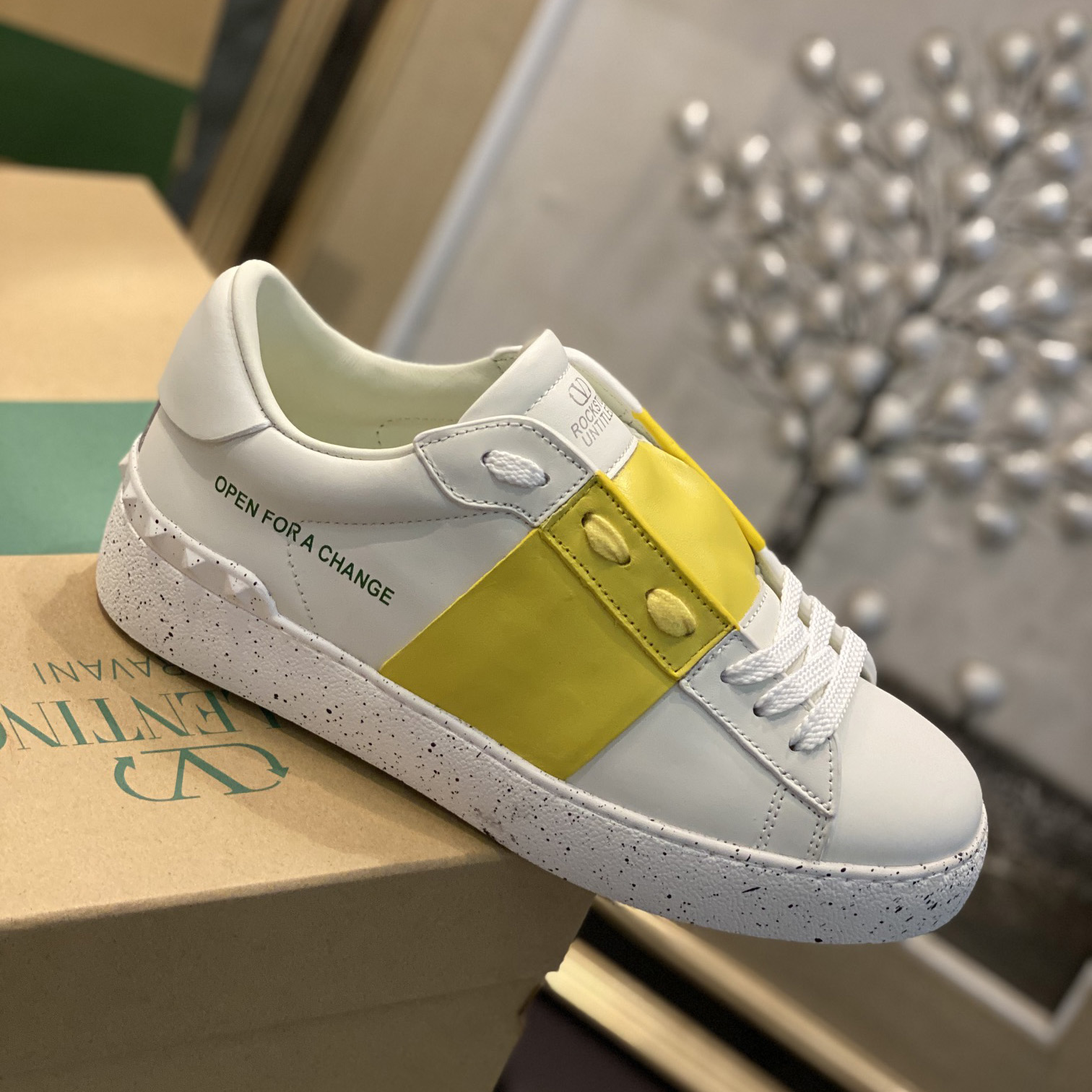 Valenti Open For A Change Sneaker In Bio-Based Material In White/Lemon Cream - PerfectKickZ