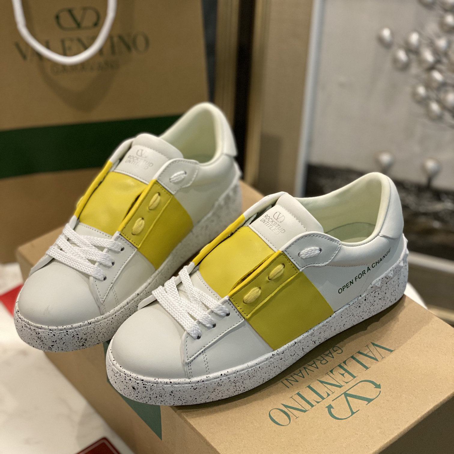 Valenti Open For A Change Sneaker In Bio-Based Material In White/Lemon Cream - PerfectKickZ