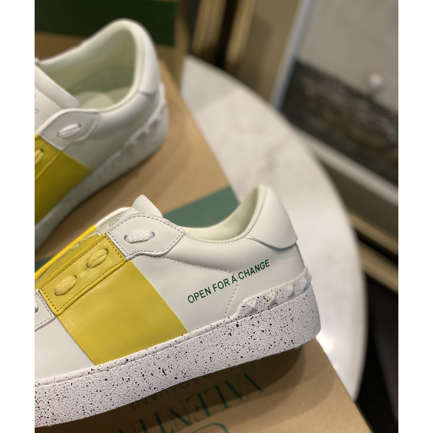 Valenti Open For A Change Sneaker In Bio-Based Material In White/Lemon Cream - PerfectKickZ
