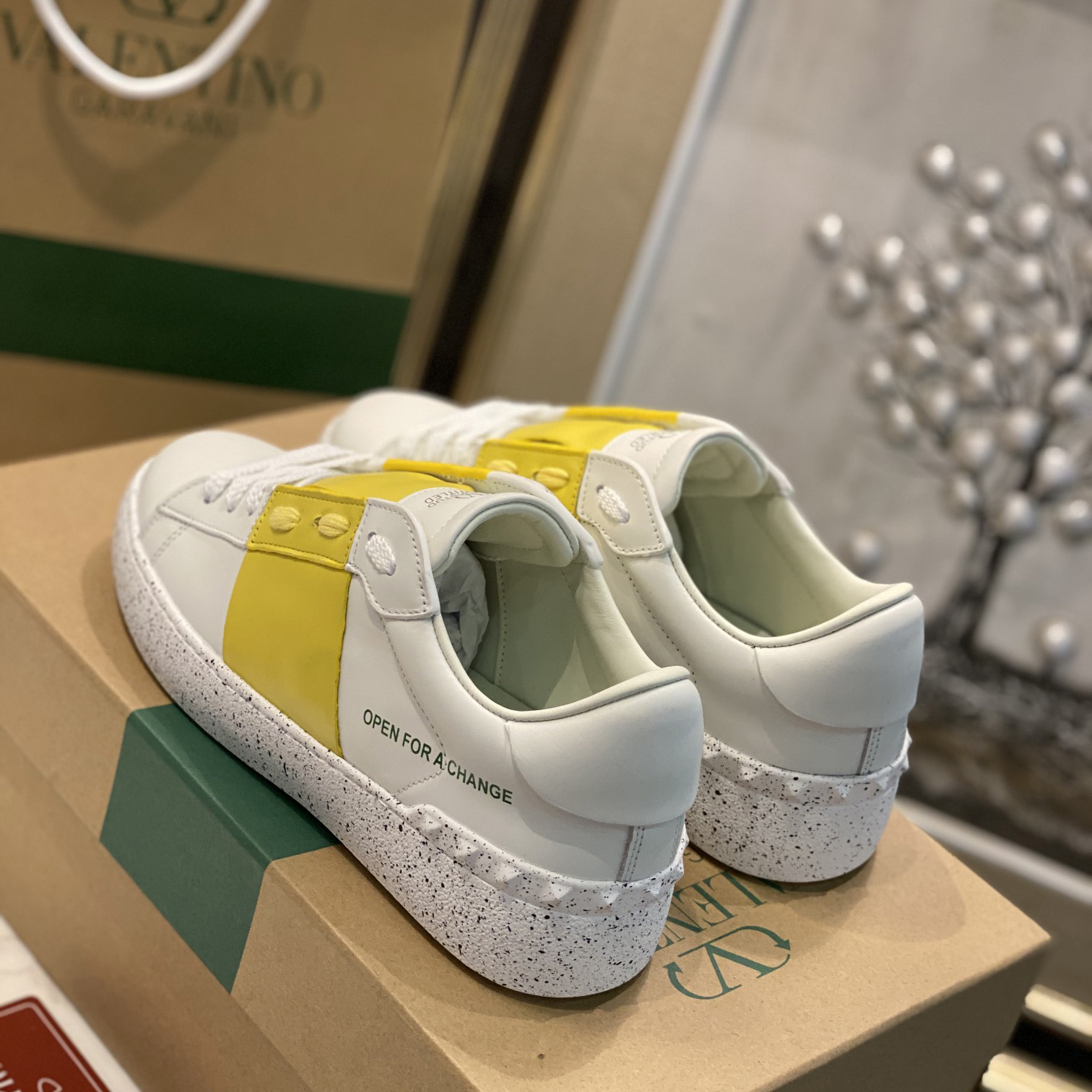 Valenti Open For A Change Sneaker In Bio-Based Material In White/Lemon Cream - PerfectKickZ