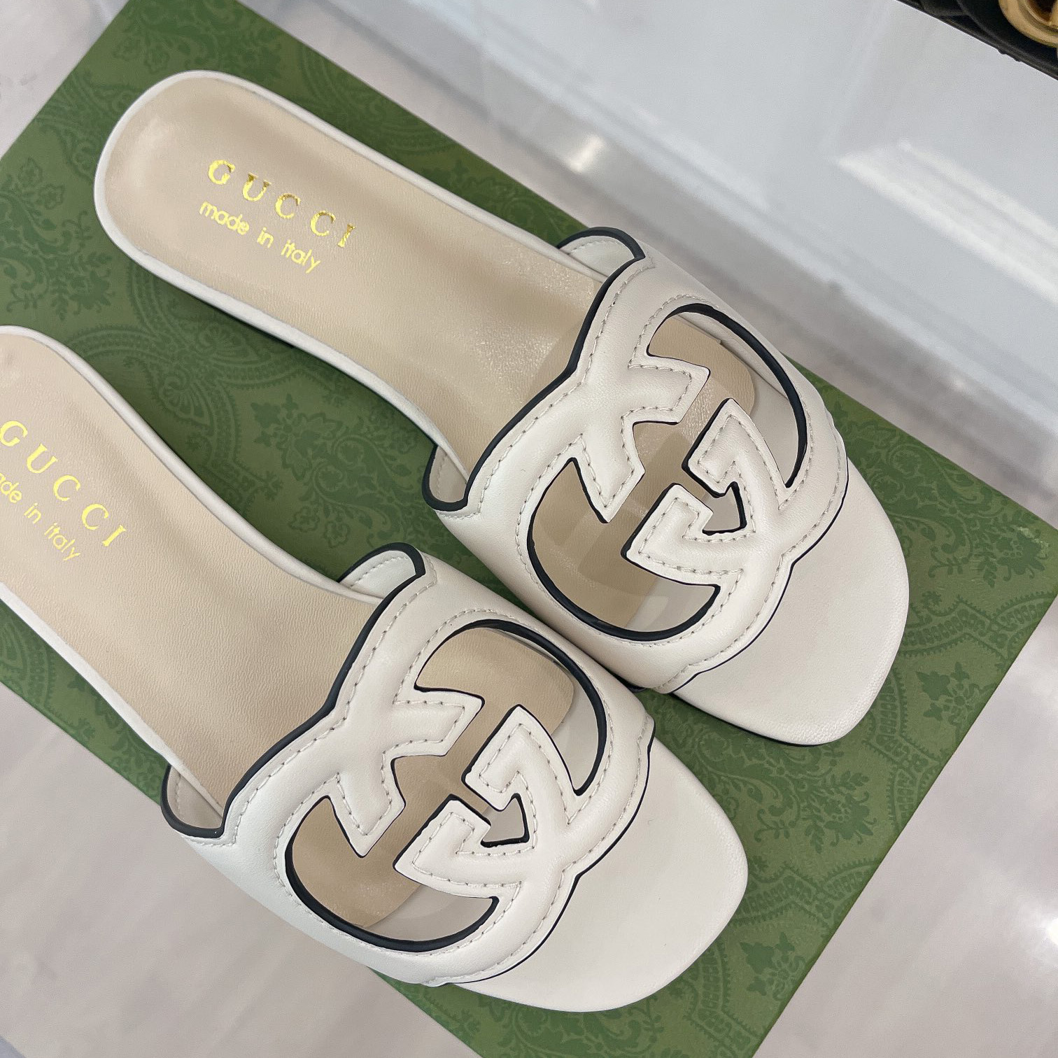 Gucci Women's Interlocking G Cut-Out Slide Sandal - PerfectKickZ