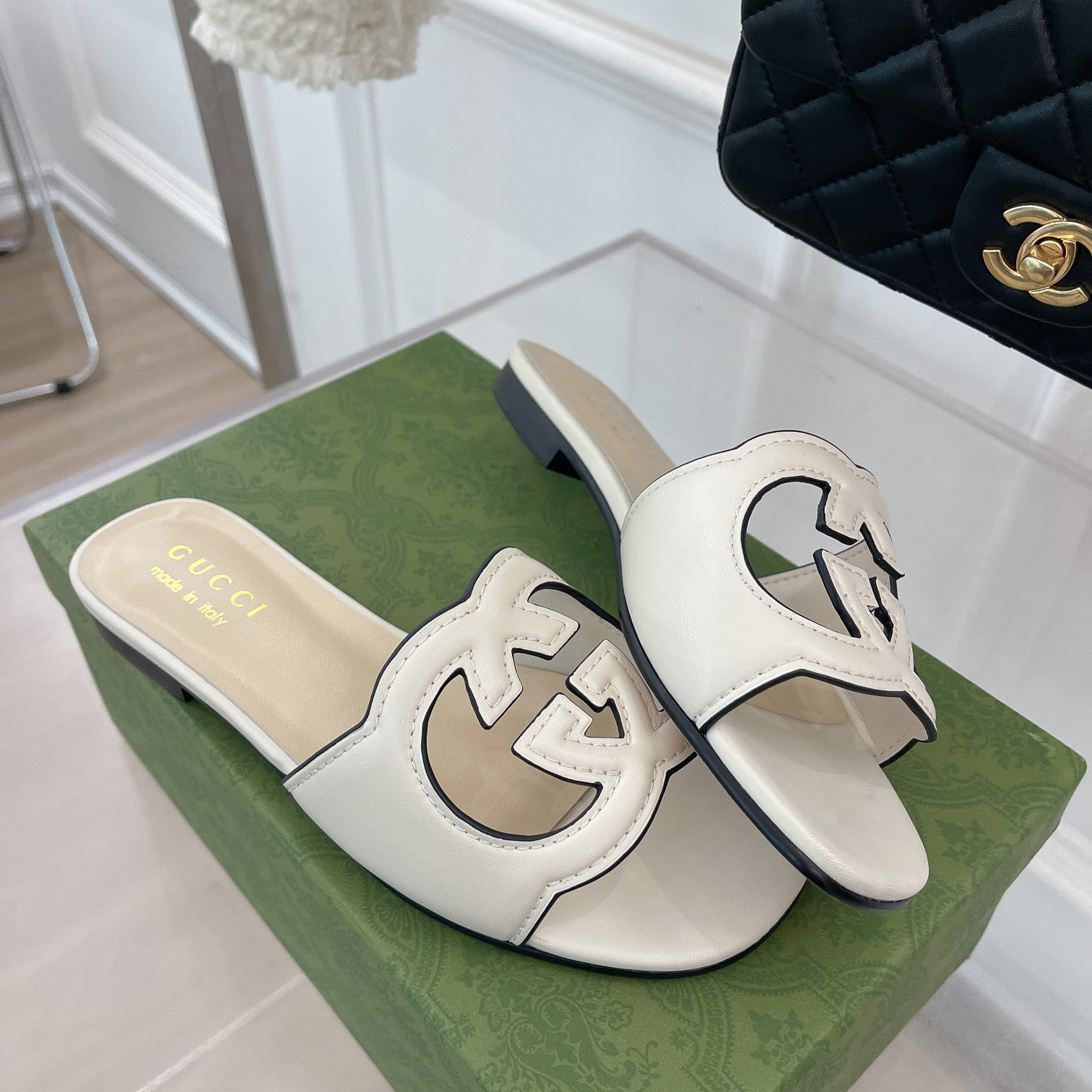 Gucci Women's Interlocking G Cut-Out Slide Sandal - PerfectKickZ