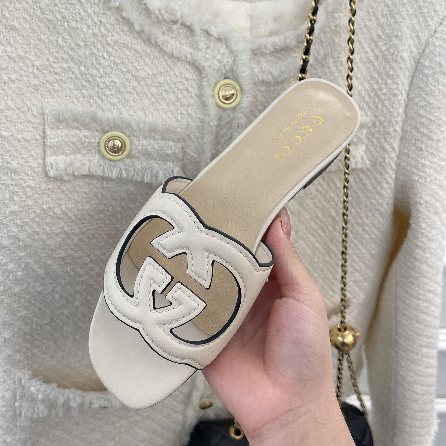 Gucci Women's Interlocking G Cut-Out Slide Sandal - PerfectKickZ