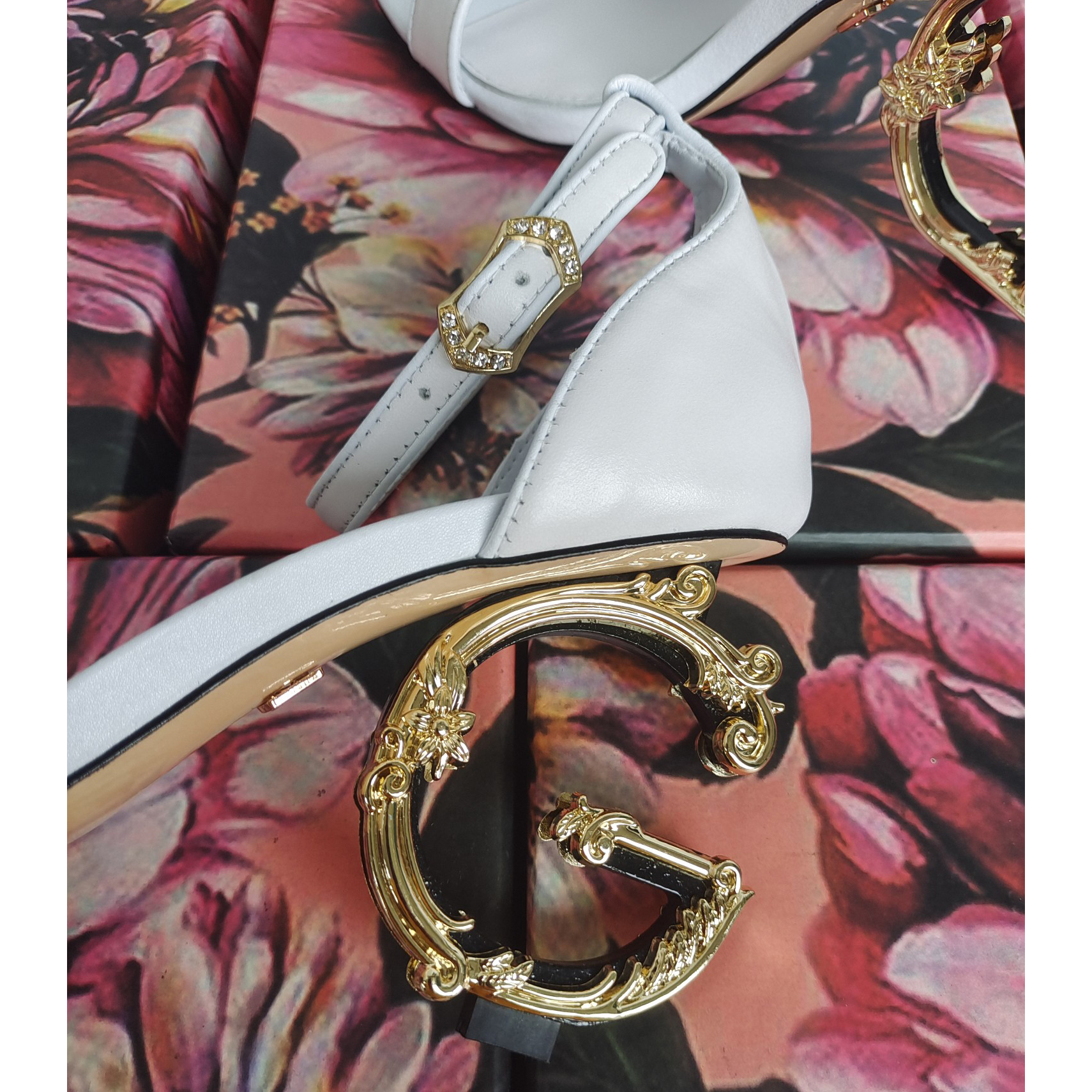 Dolce & Gabbana Nappa Leather Sandals With Baroque DG Heel - PerfectKickZ