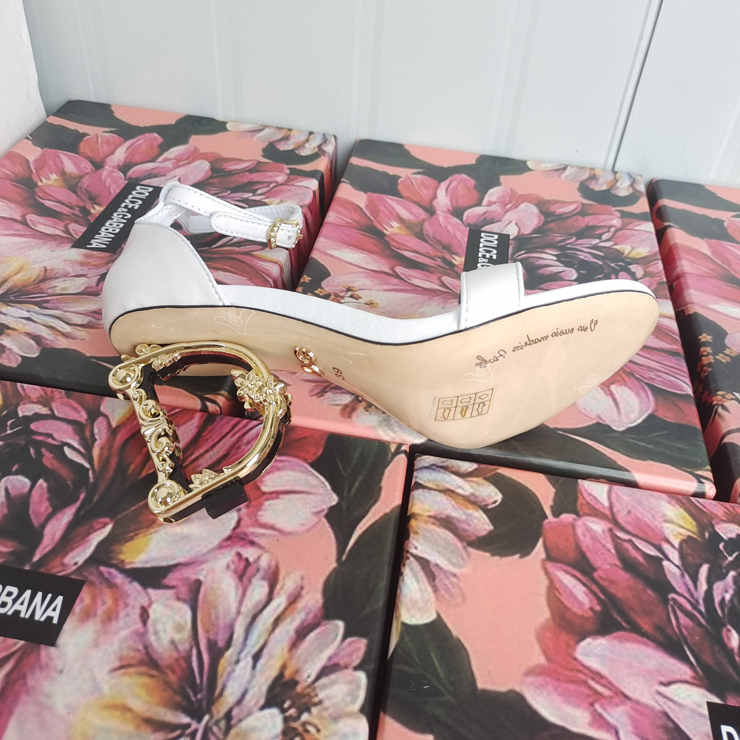 Dolce & Gabbana Nappa Leather Sandals With Baroque DG Heel - PerfectKickZ