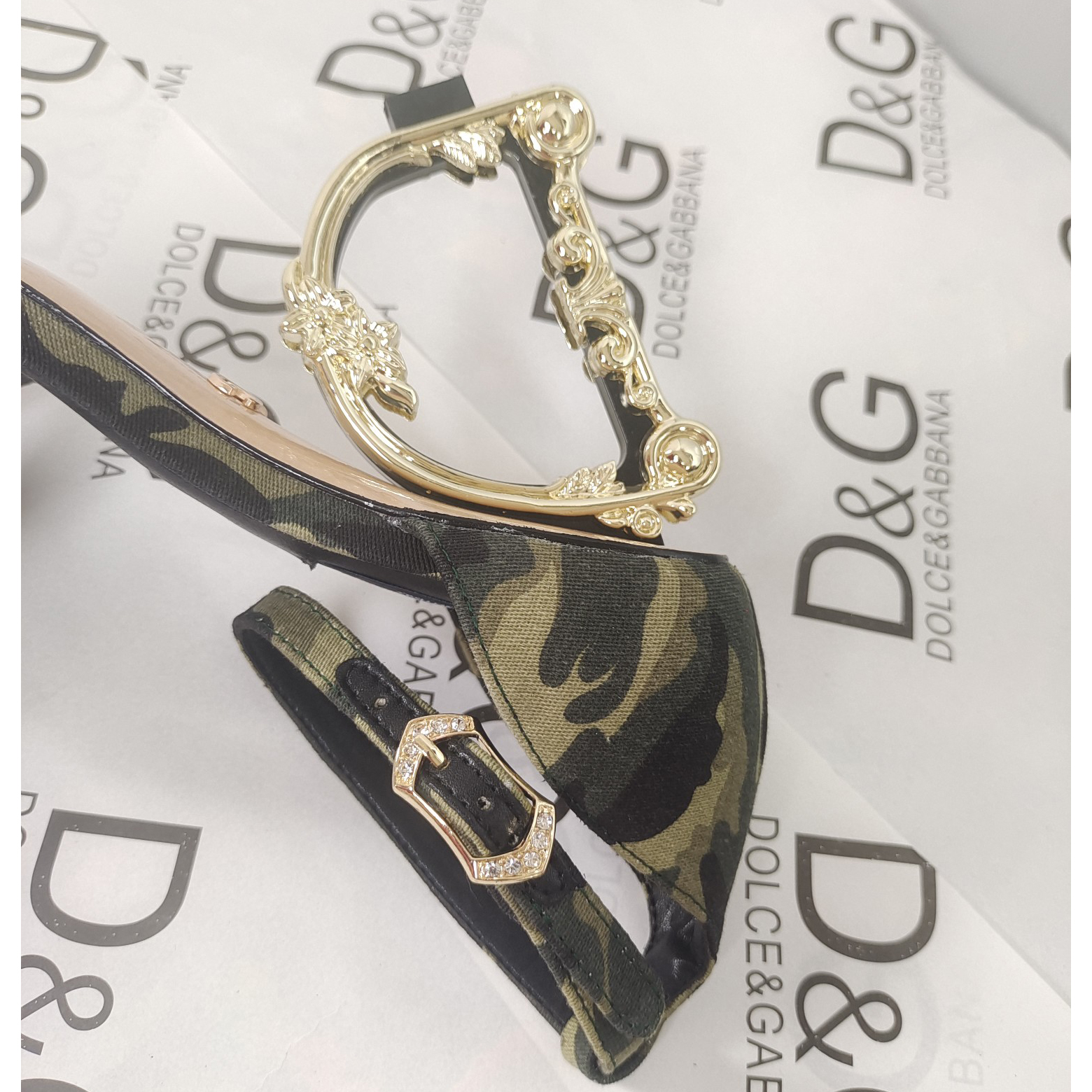 Dolce & Gabbana  Baroque DG Sandals In Camouflage Patchwork - PerfectKickZ
