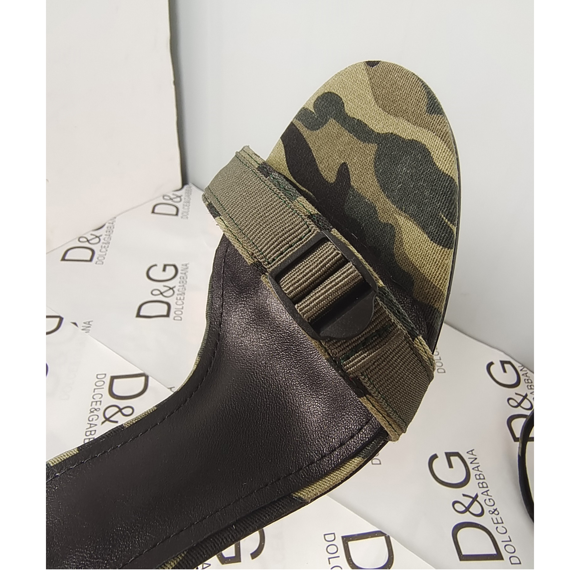 Dolce & Gabbana  Baroque DG Sandals In Camouflage Patchwork - PerfectKickZ