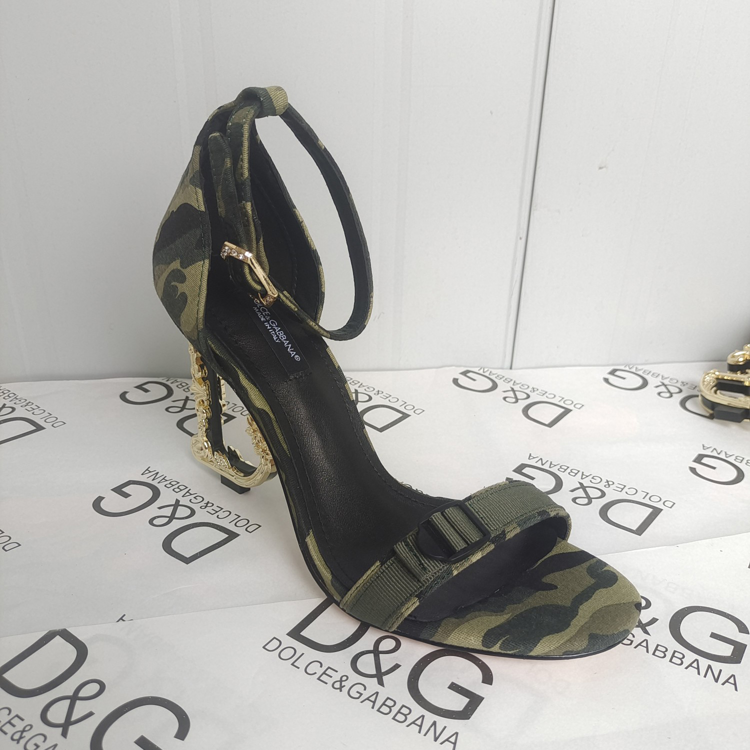 Dolce & Gabbana  Baroque DG Sandals In Camouflage Patchwork - PerfectKickZ