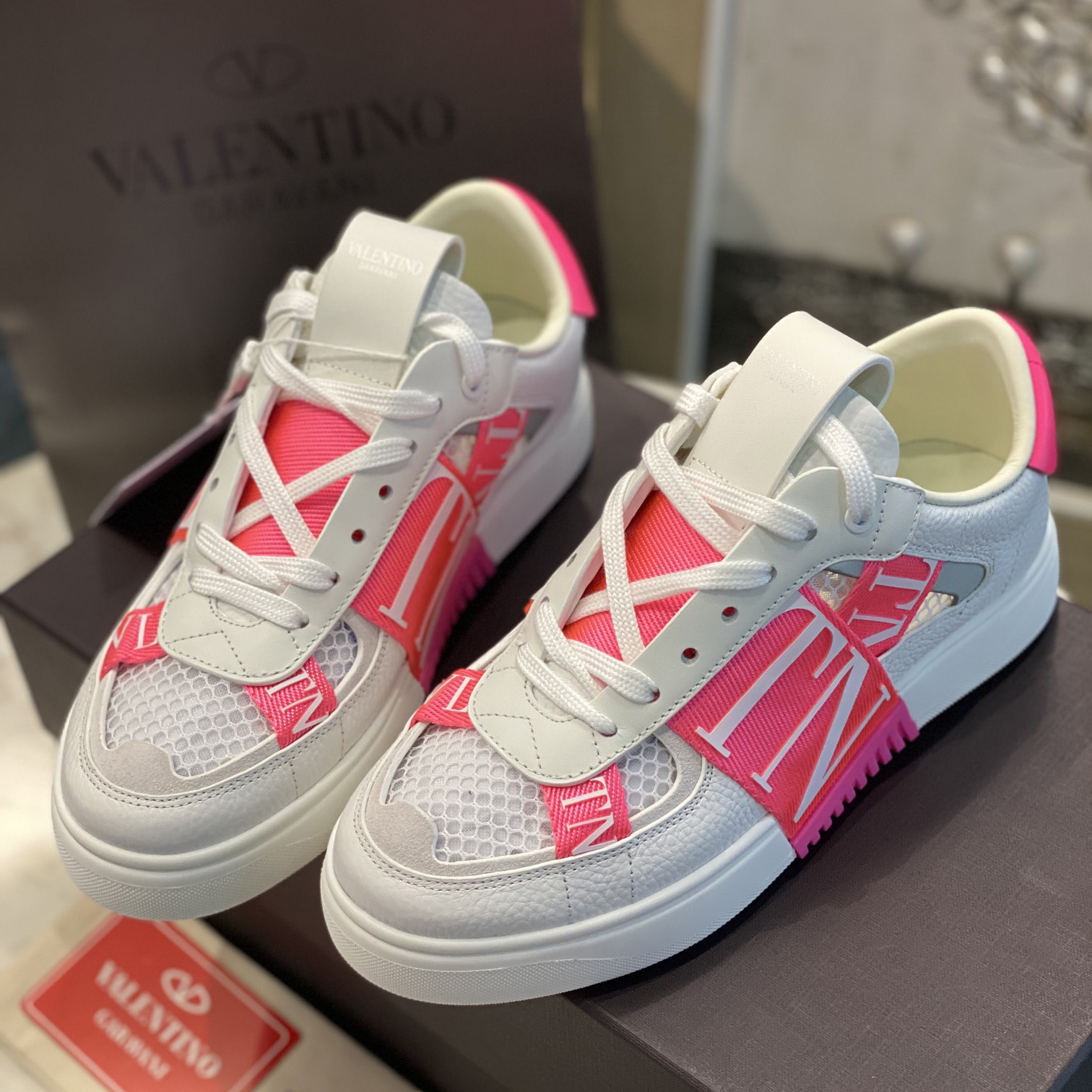 Valenti Low-Top Calfskin And Mesh VL7N Sneaker With Bands - PerfectKickZ