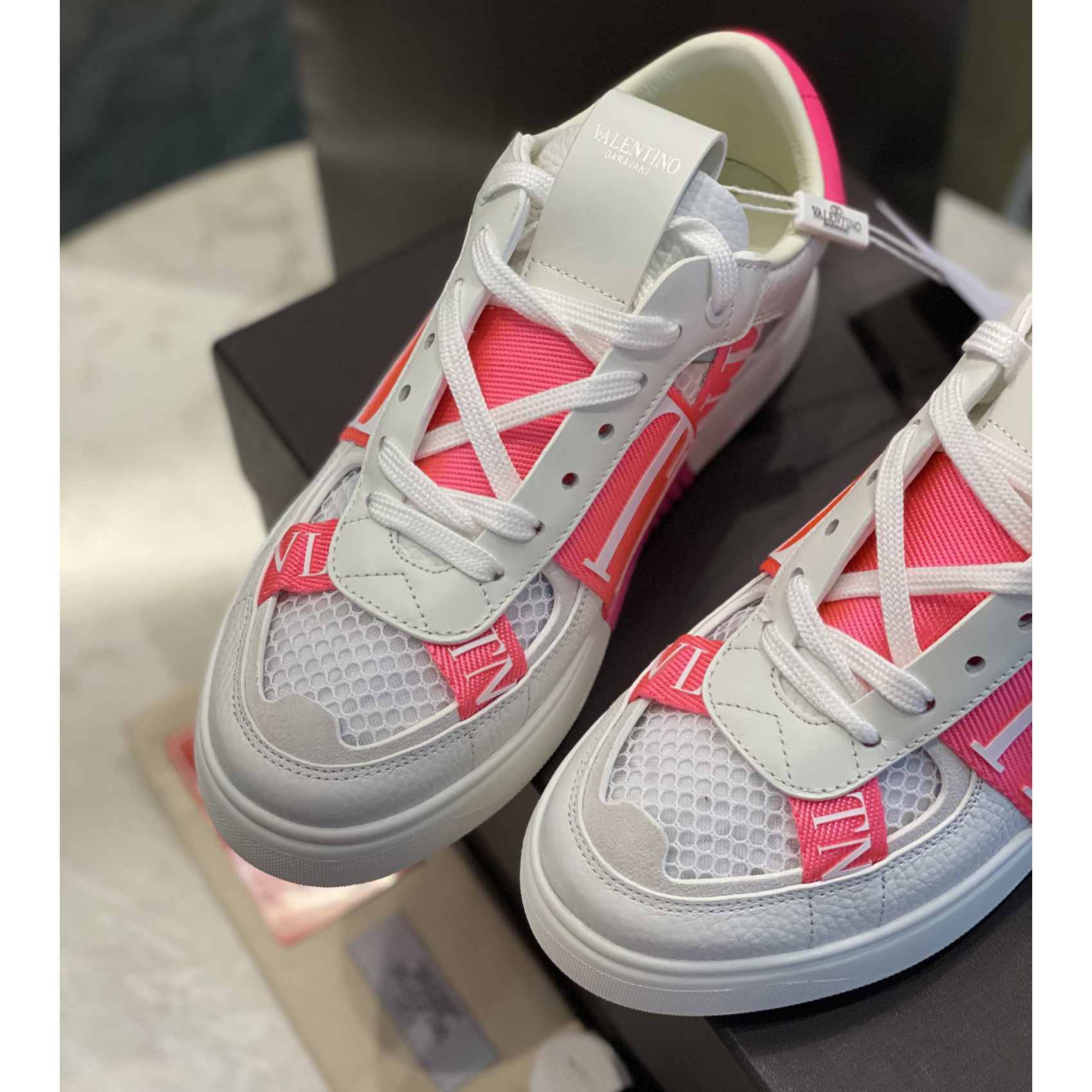 Valenti Low-Top Calfskin And Mesh VL7N Sneaker With Bands - PerfectKickZ