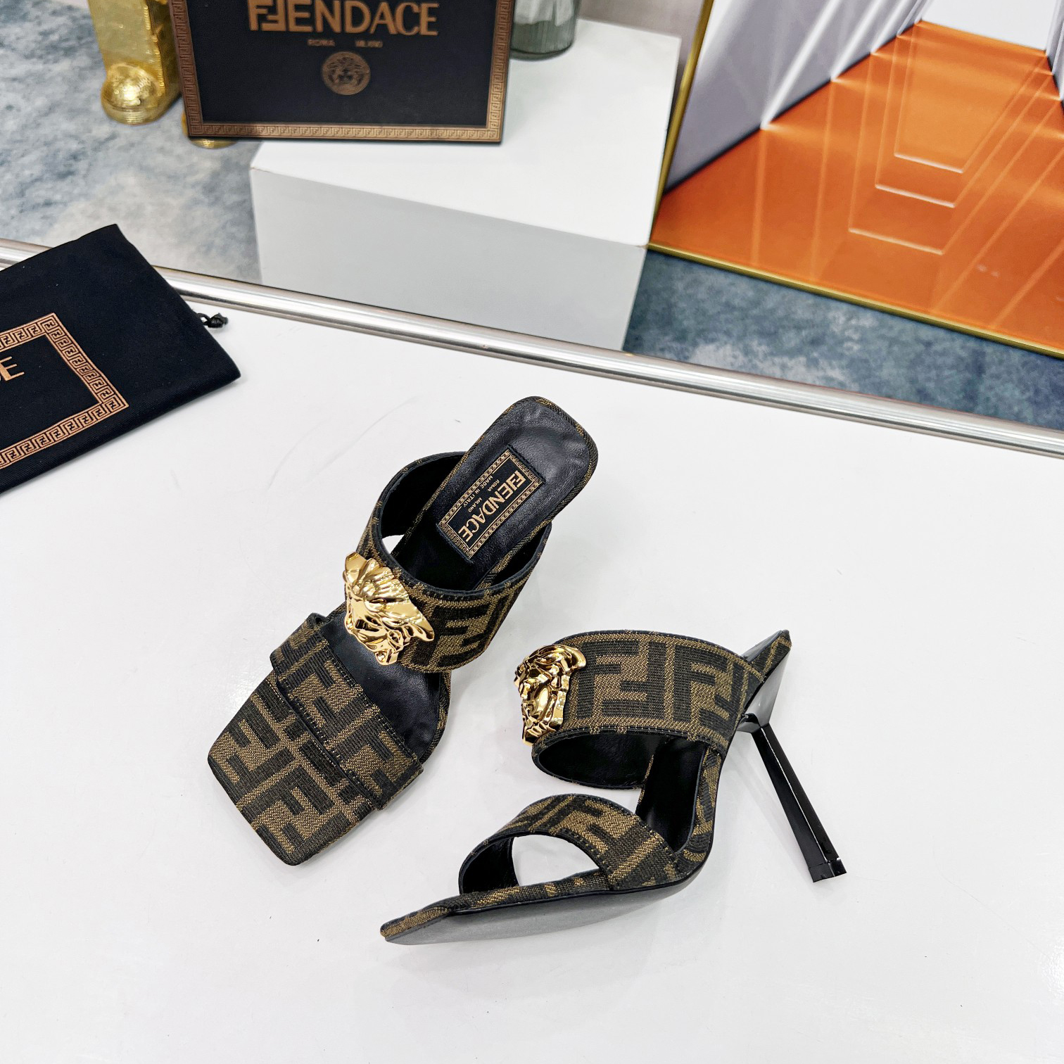 Versace Fendace  FF Jacquard Mules - PerfectKickZ
