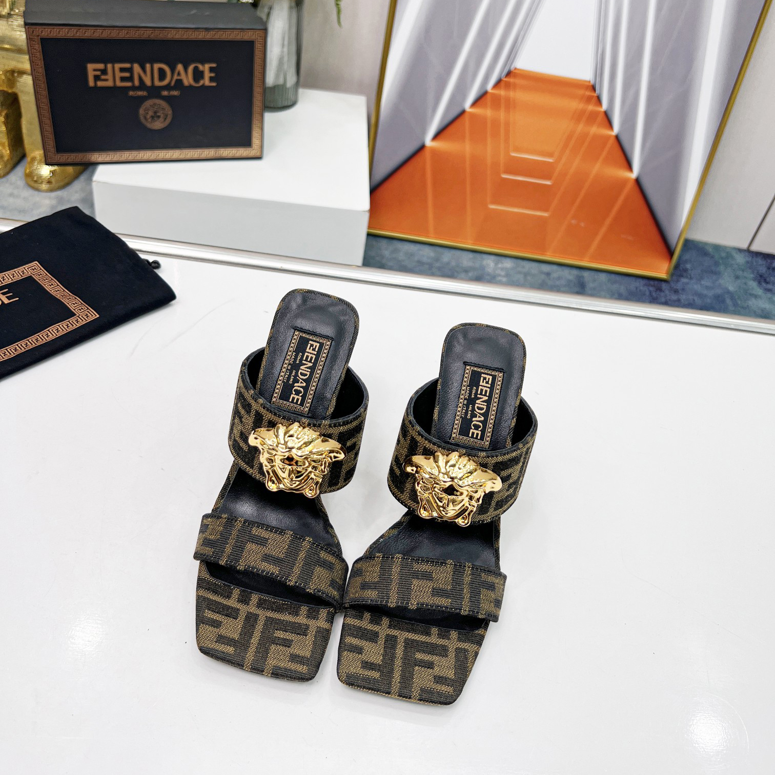 Versace Fendace  FF Jacquard Mules - PerfectKickZ