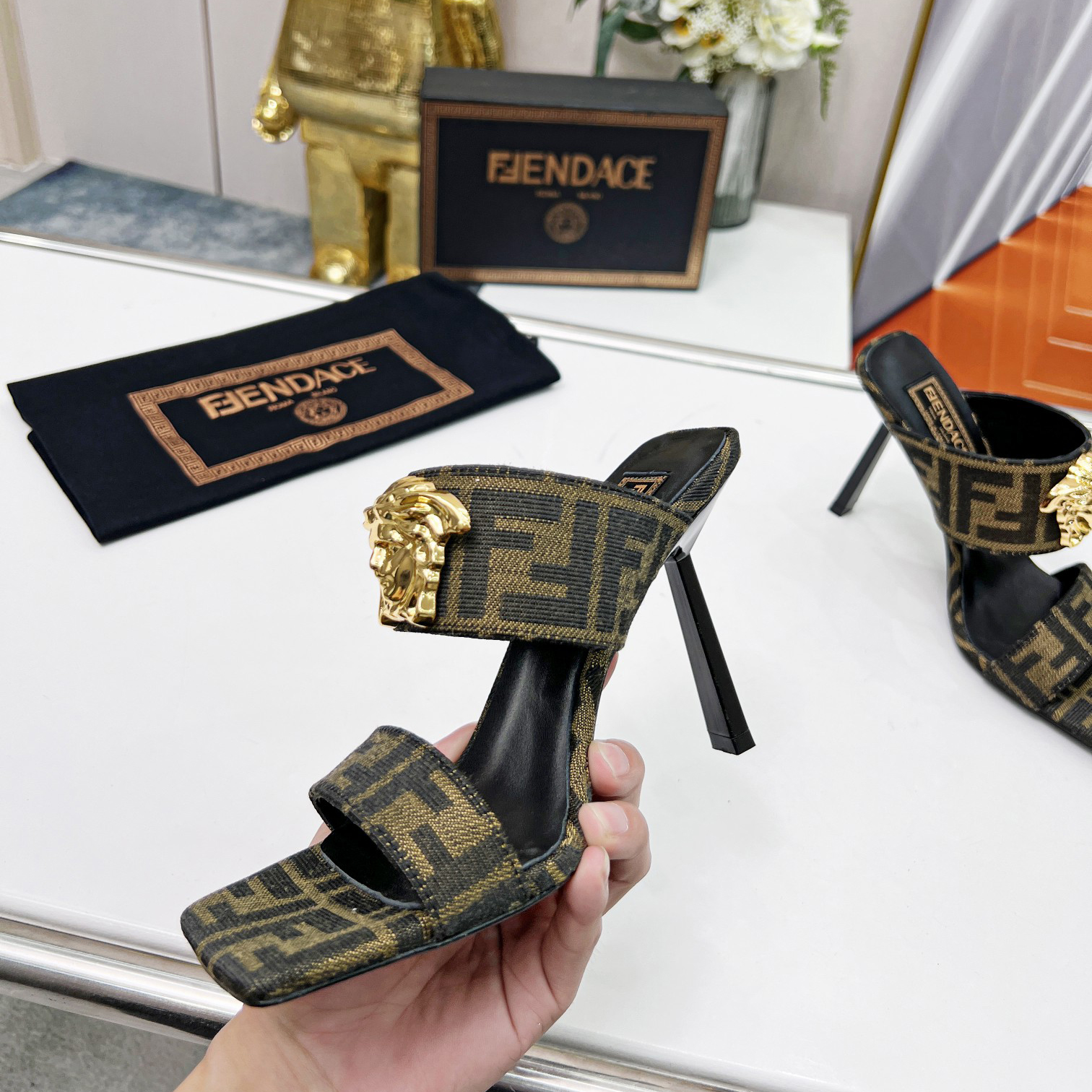 Versace Fendace  FF Jacquard Mules - PerfectKickZ