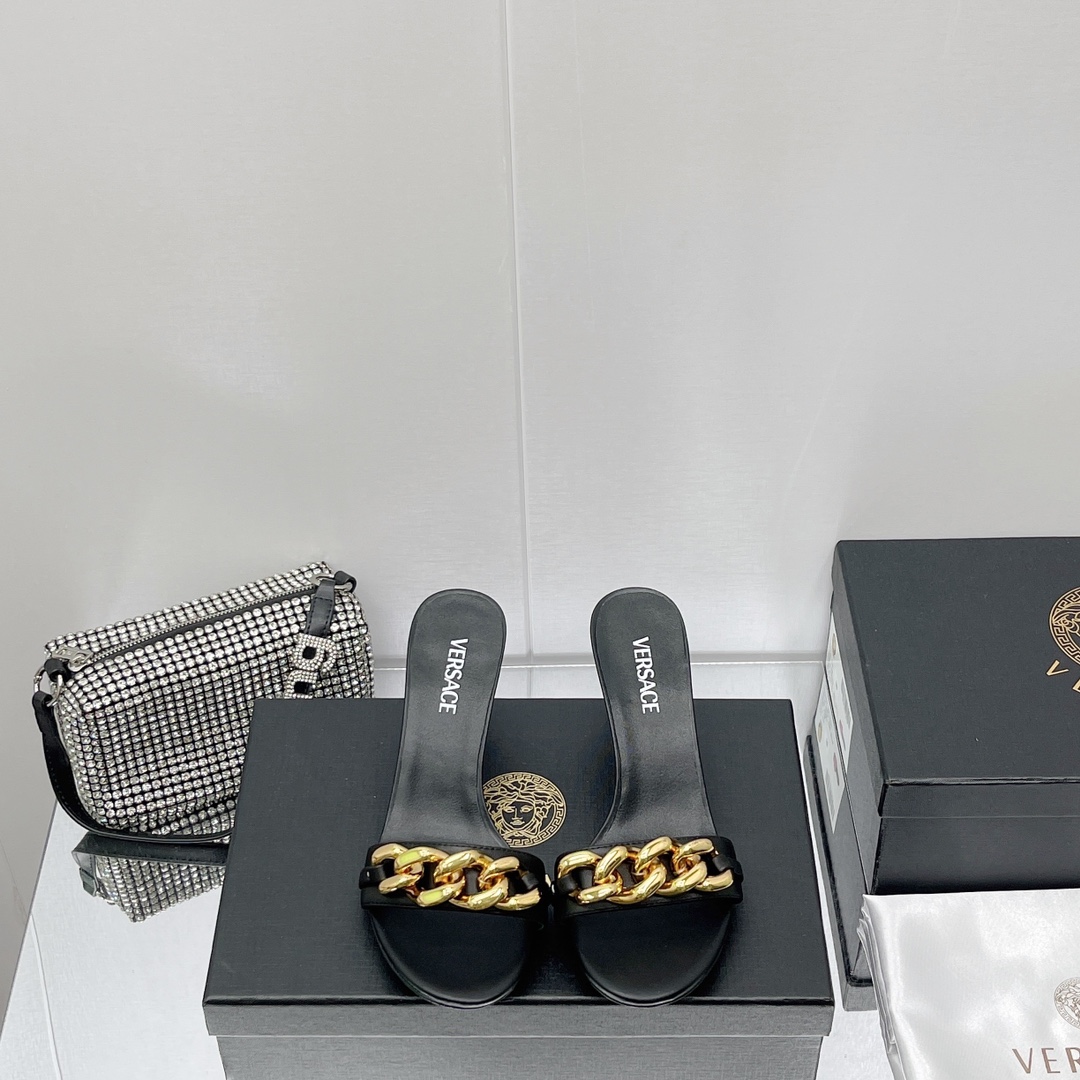 Versace Chain Mid-Heel Sandals— Heel height：70mm - PerfectKickZ