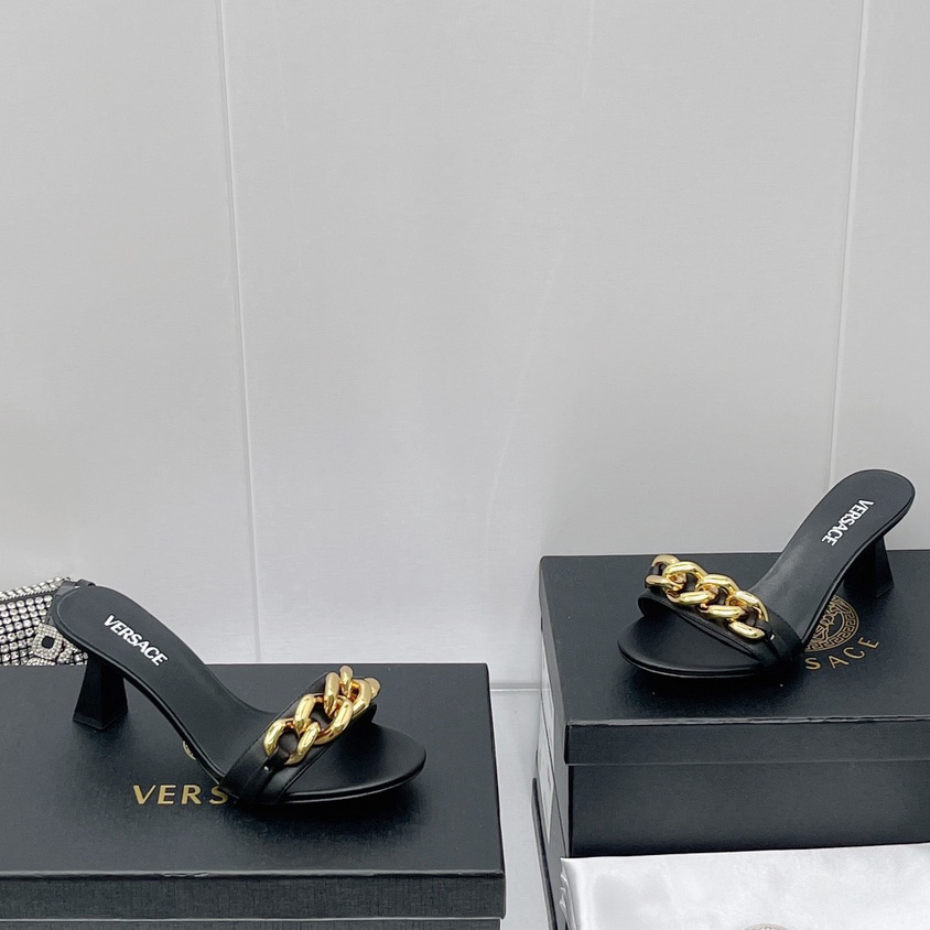 Versace Chain Mid-Heel Sandals— Heel height：70mm - PerfectKickZ