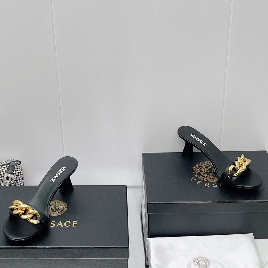 Versace Chain Mid-Heel Sandals— Heel height：70mm - PerfectKickZ