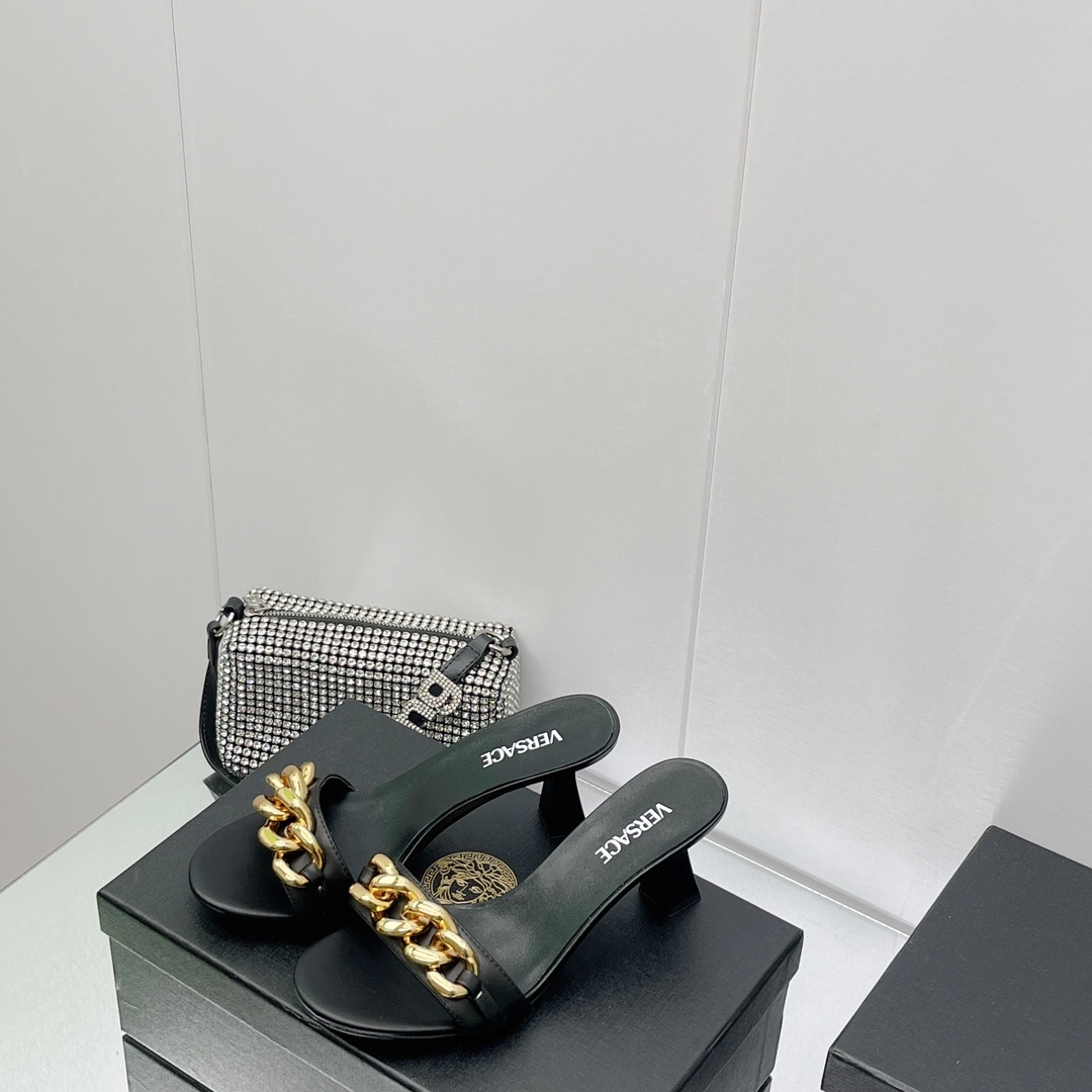 Versace Chain Mid-Heel Sandals— Heel height：70mm - PerfectKickZ