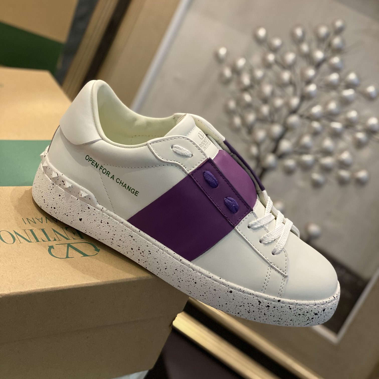 Valenti Open For A Change Sneaker In Bio-Based Material In White/Sunset Purple - PerfectKickZ