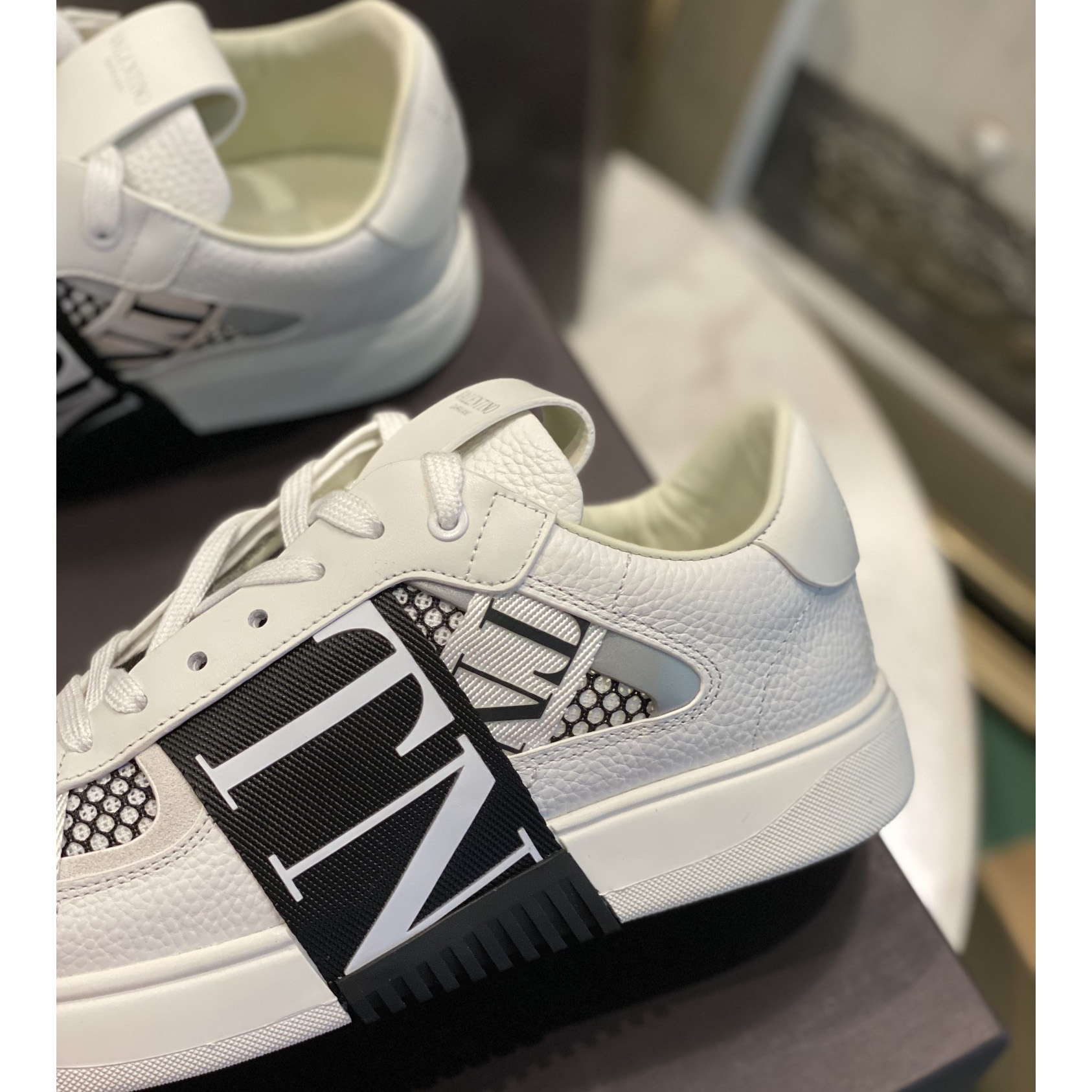 Valenti VL7N Low-Top Sneakers In Calfskin And Mesh Fabric With Bands - PerfectKickZ