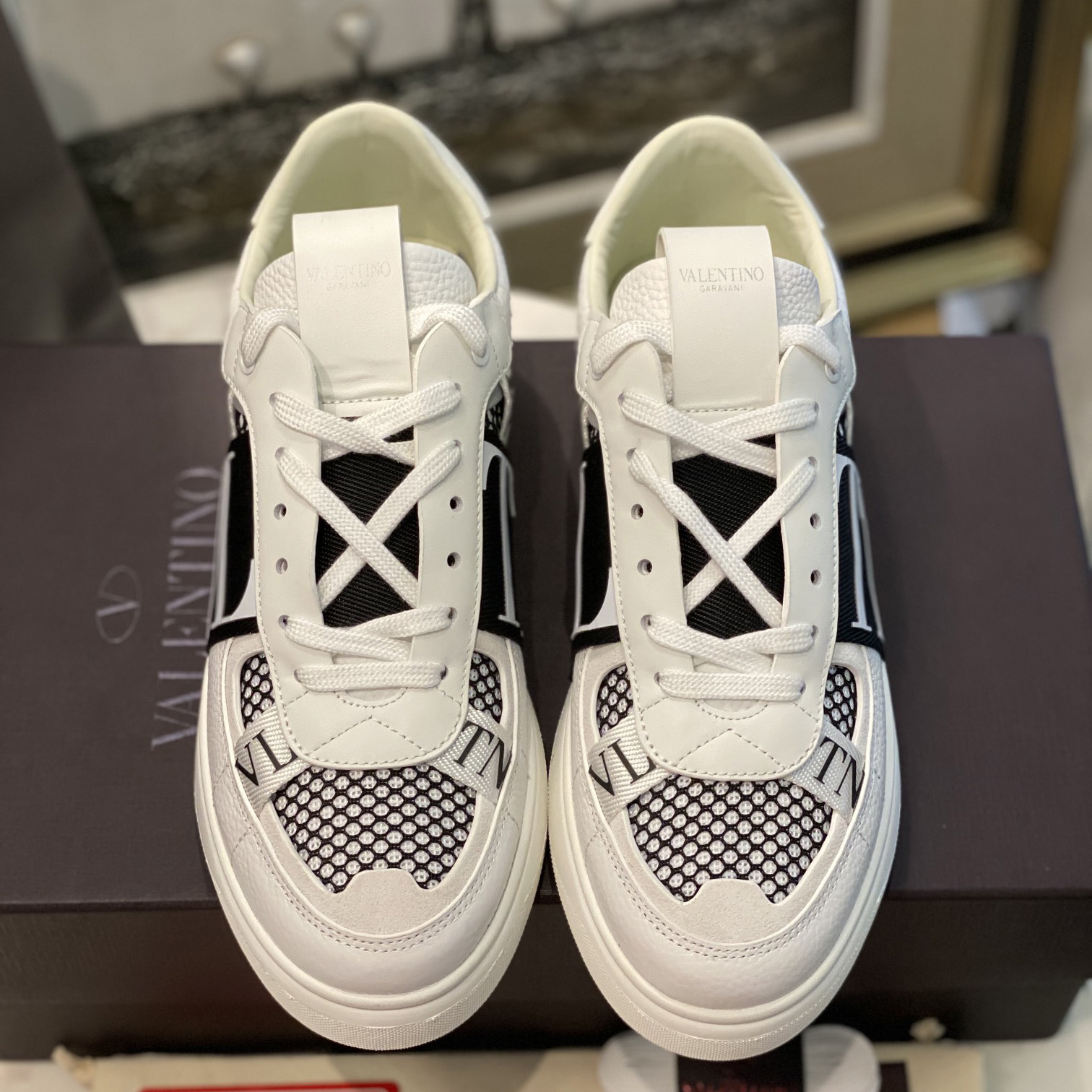 Valenti VL7N Low-Top Sneakers In Calfskin And Mesh Fabric With Bands - PerfectKickZ