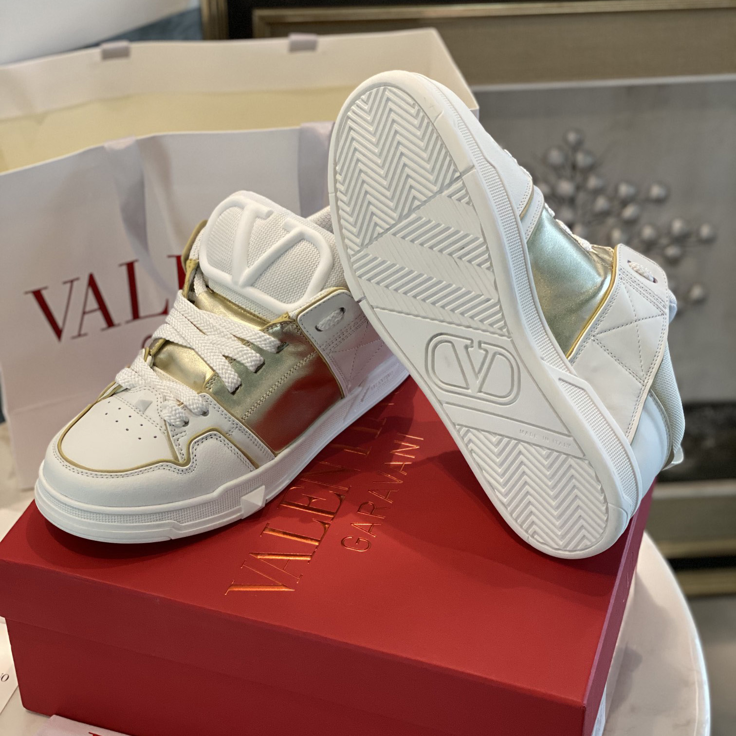 Valenti Open Skate Calfskin And Fabric Sneaker  - PerfectKickZ