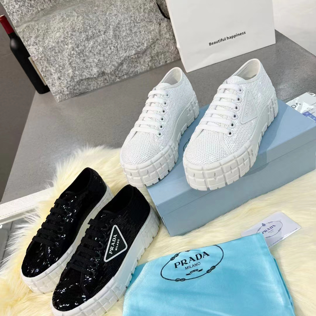 Prada Double Wheel Sequin sneakers - PerfectKickZ