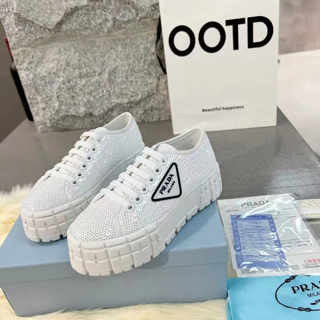 Prada Double Wheel Sequin sneakers - PerfectKickZ