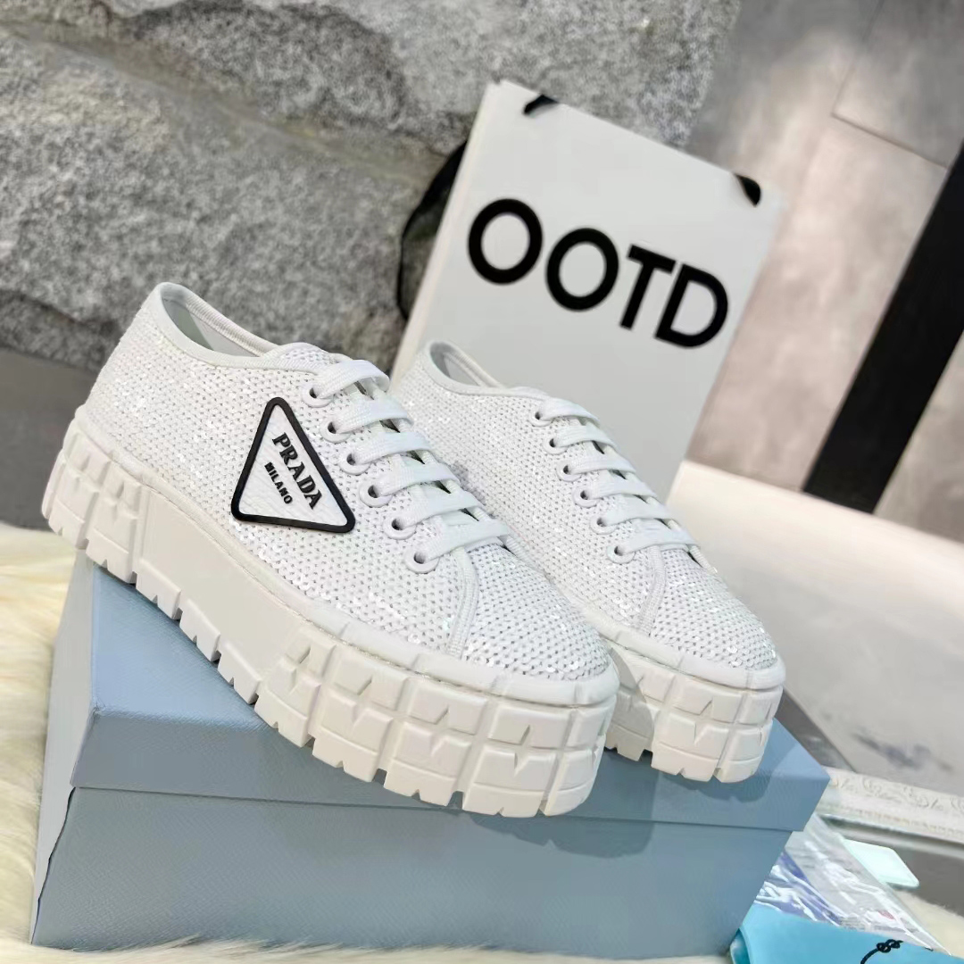 Prada Double Wheel Sequin sneakers - PerfectKickZ
