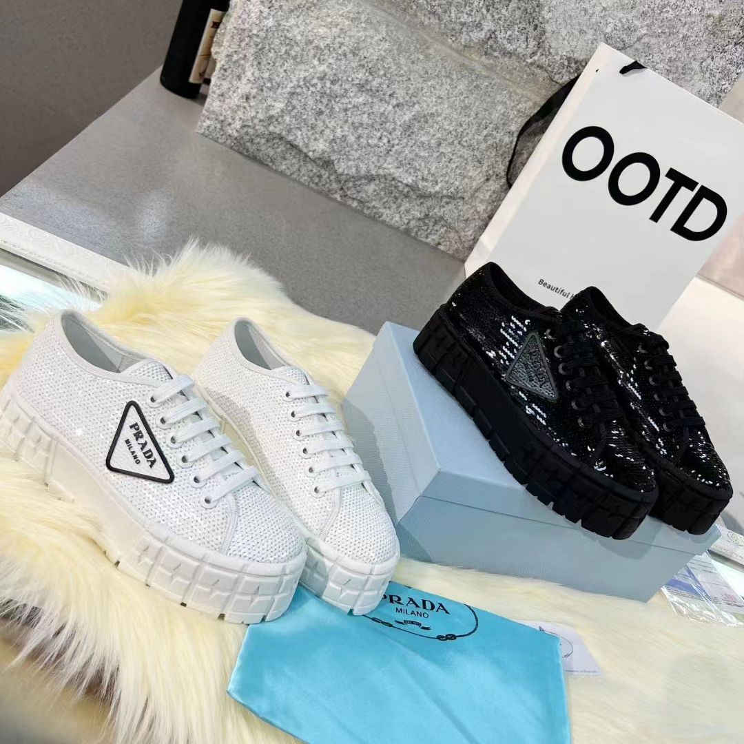 Prada Double Wheel Sequin sneakers - PerfectKickZ