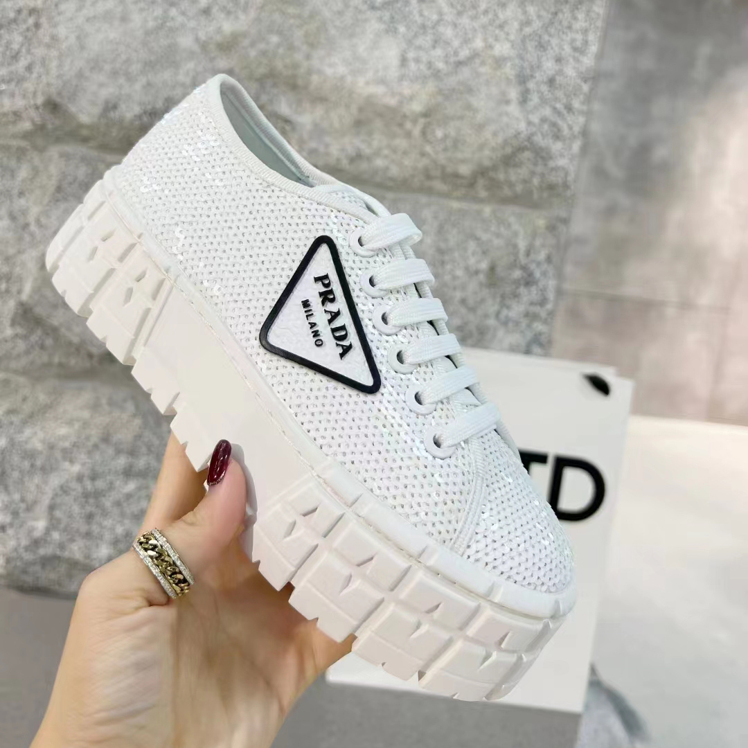 Prada Double Wheel Sequin sneakers - PerfectKickZ
