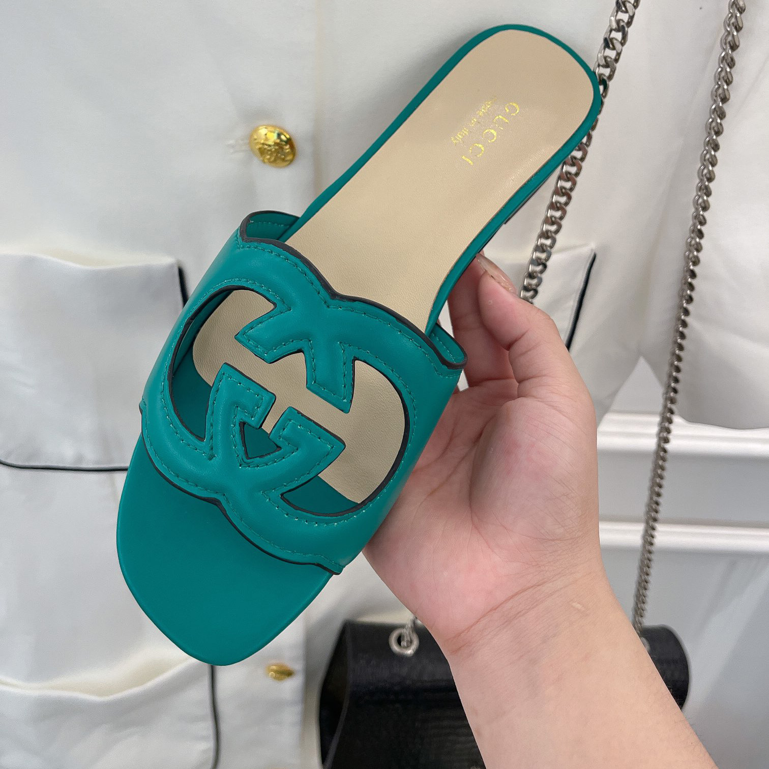 Gucci Women's Interlocking G Cut-Out Slide Sandal - PerfectKickZ