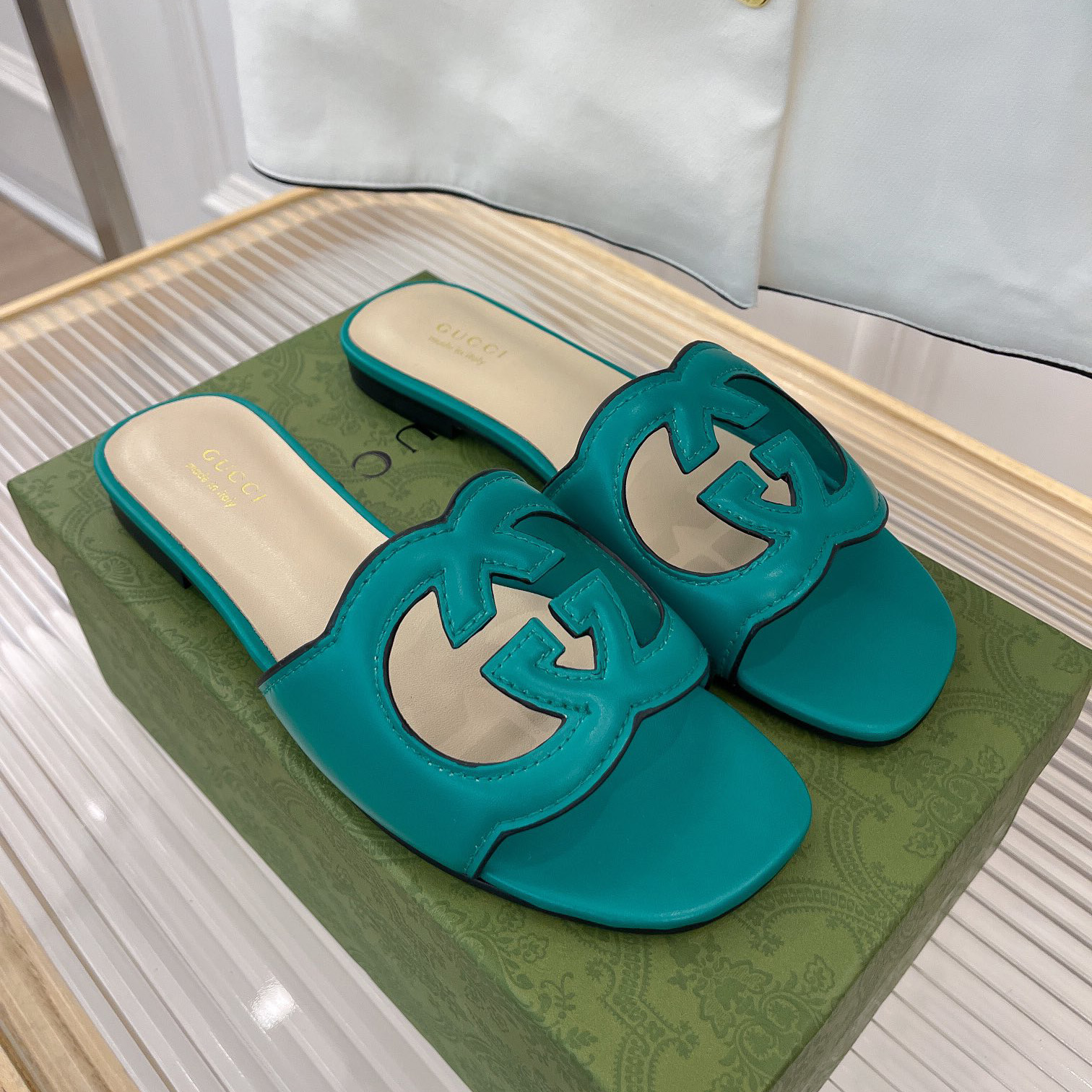 Gucci Women's Interlocking G Cut-Out Slide Sandal - PerfectKickZ