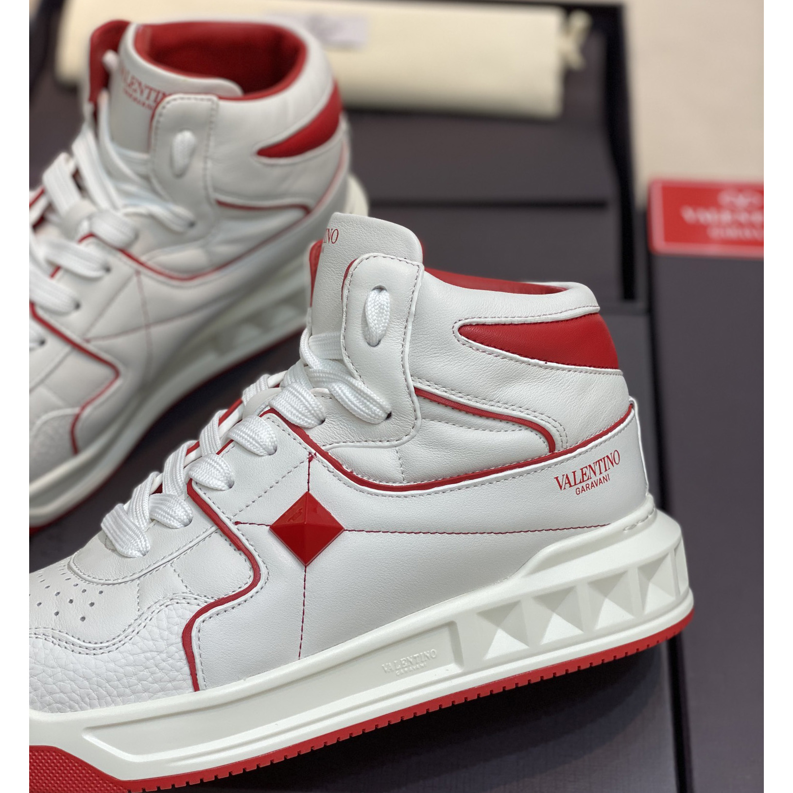 Valenti One Stud Mid-Top Nappa Sneaker - PerfectKickZ