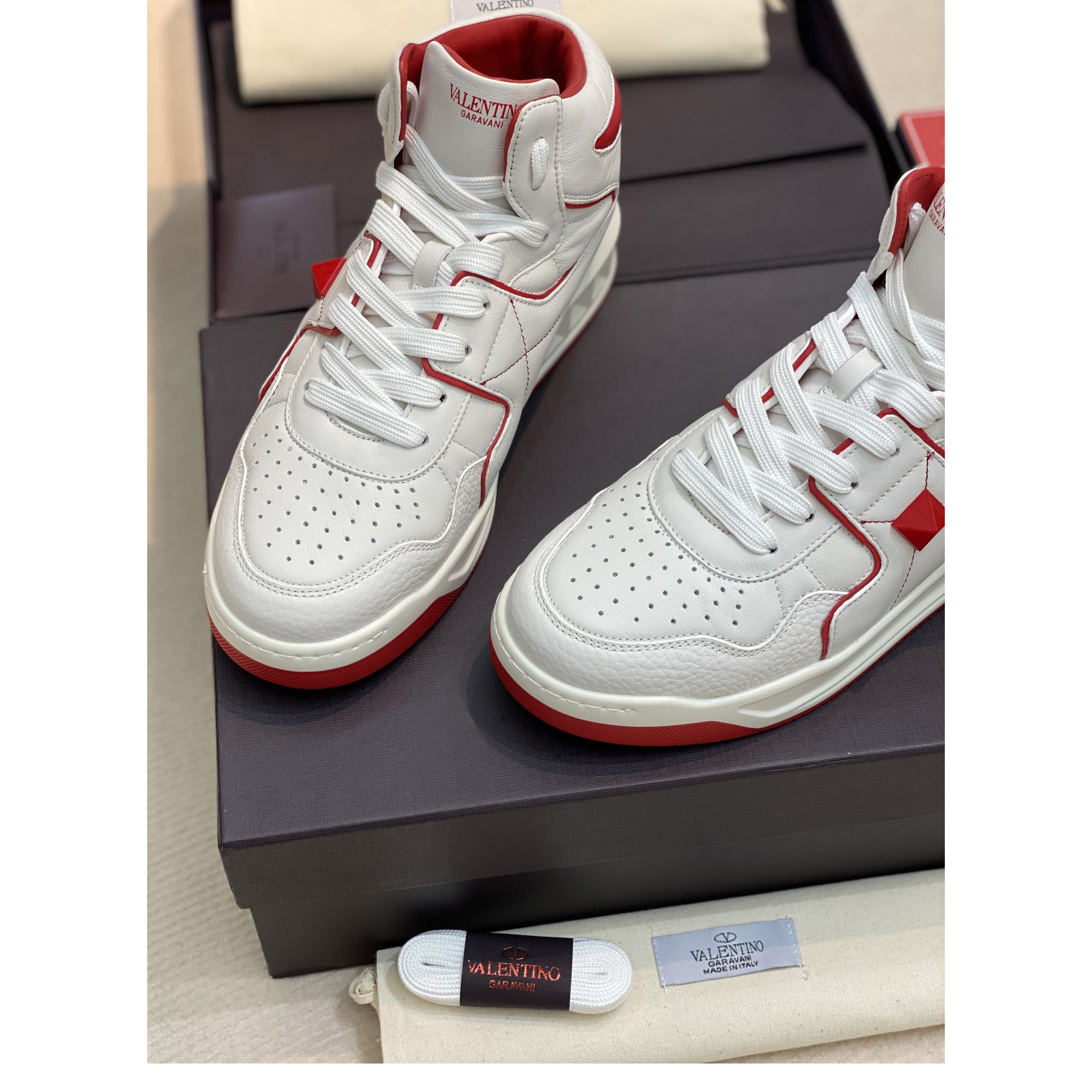 Valenti One Stud Mid-Top Nappa Sneaker - PerfectKickZ