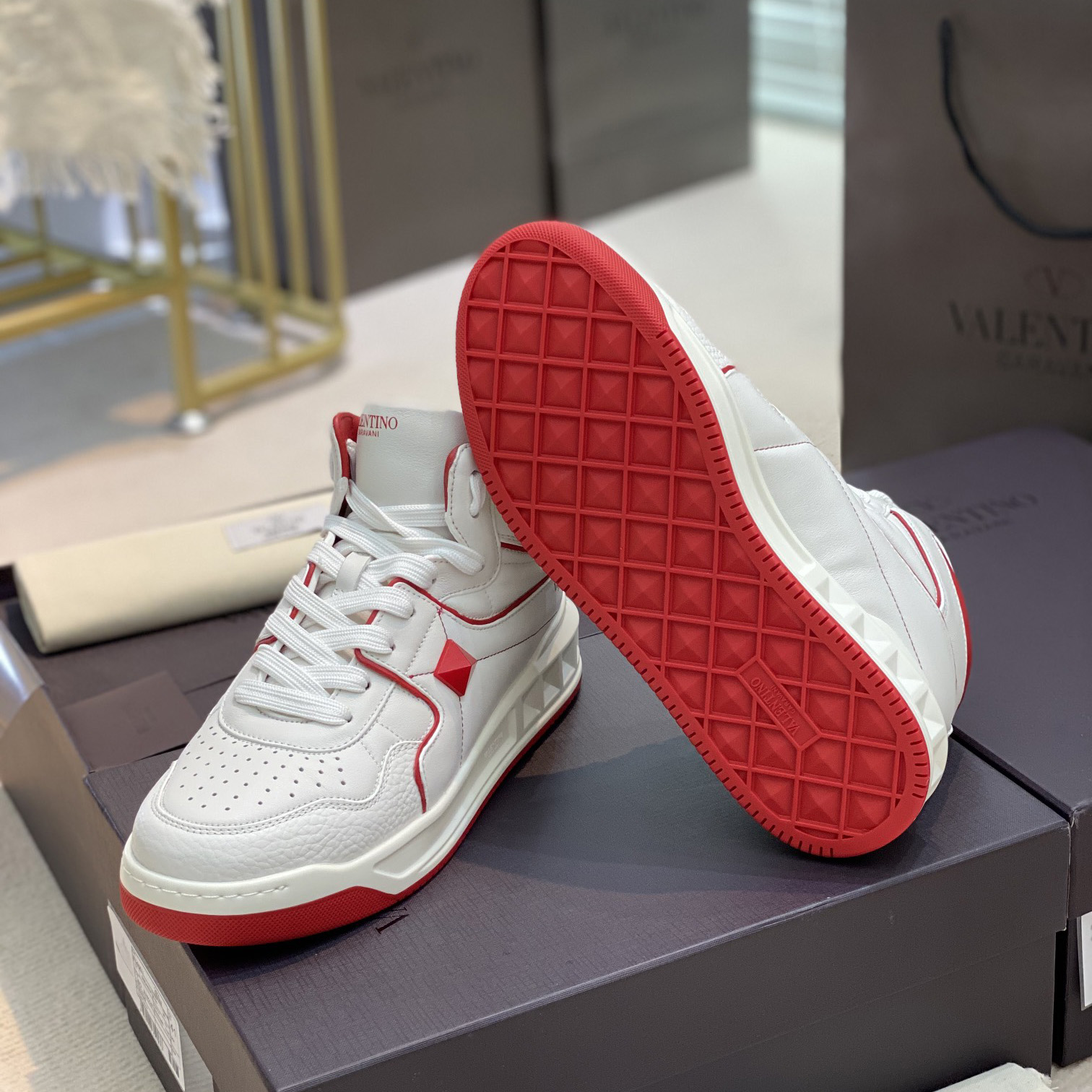 Valenti One Stud Mid-Top Nappa Sneaker - PerfectKickZ