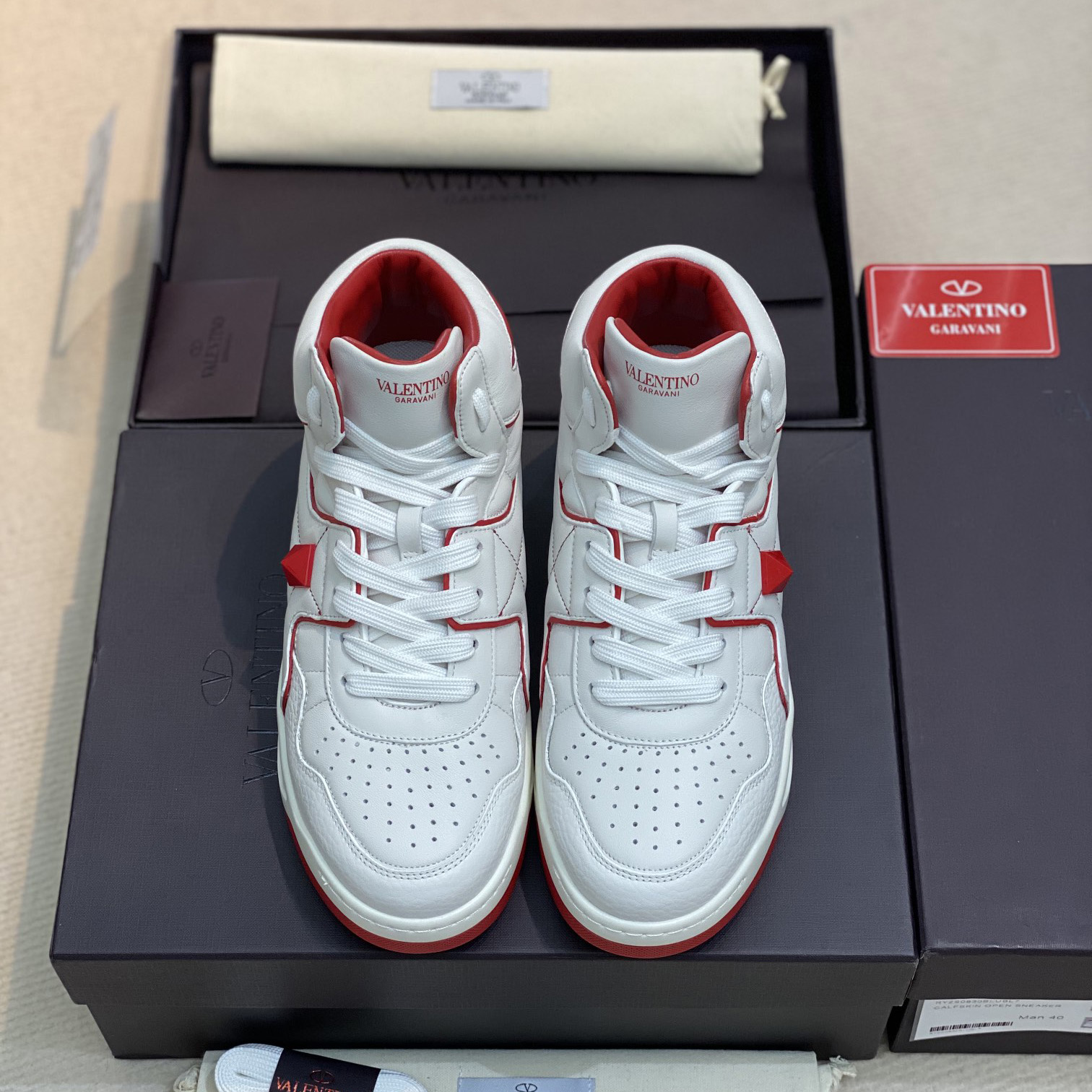 Valenti One Stud Mid-Top Nappa Sneaker - PerfectKickZ