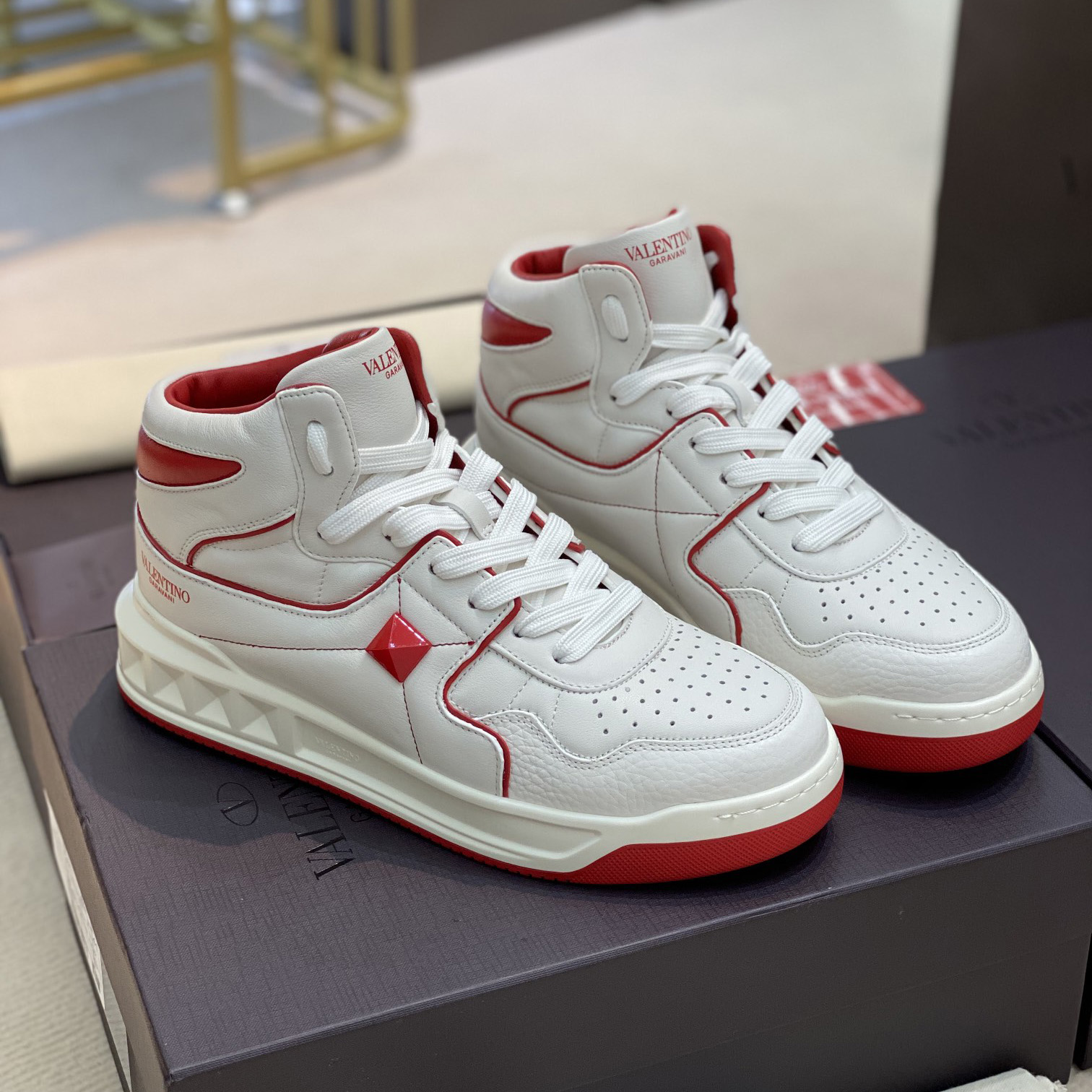 Valenti One Stud Mid-Top Nappa Sneaker - PerfectKickZ