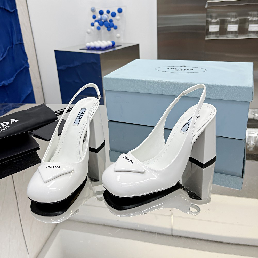 Prada Patent Leather Sling-Back Pumps - PerfectKickZ