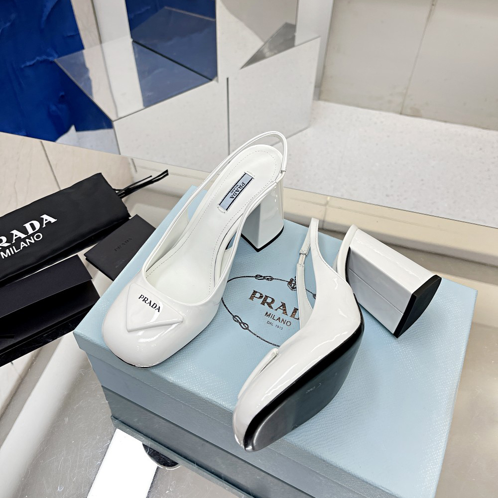 Prada Patent Leather Sling-Back Pumps - PerfectKickZ