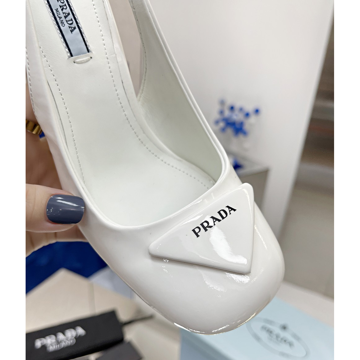Prada Patent Leather Sling-Back Pumps - PerfectKickZ