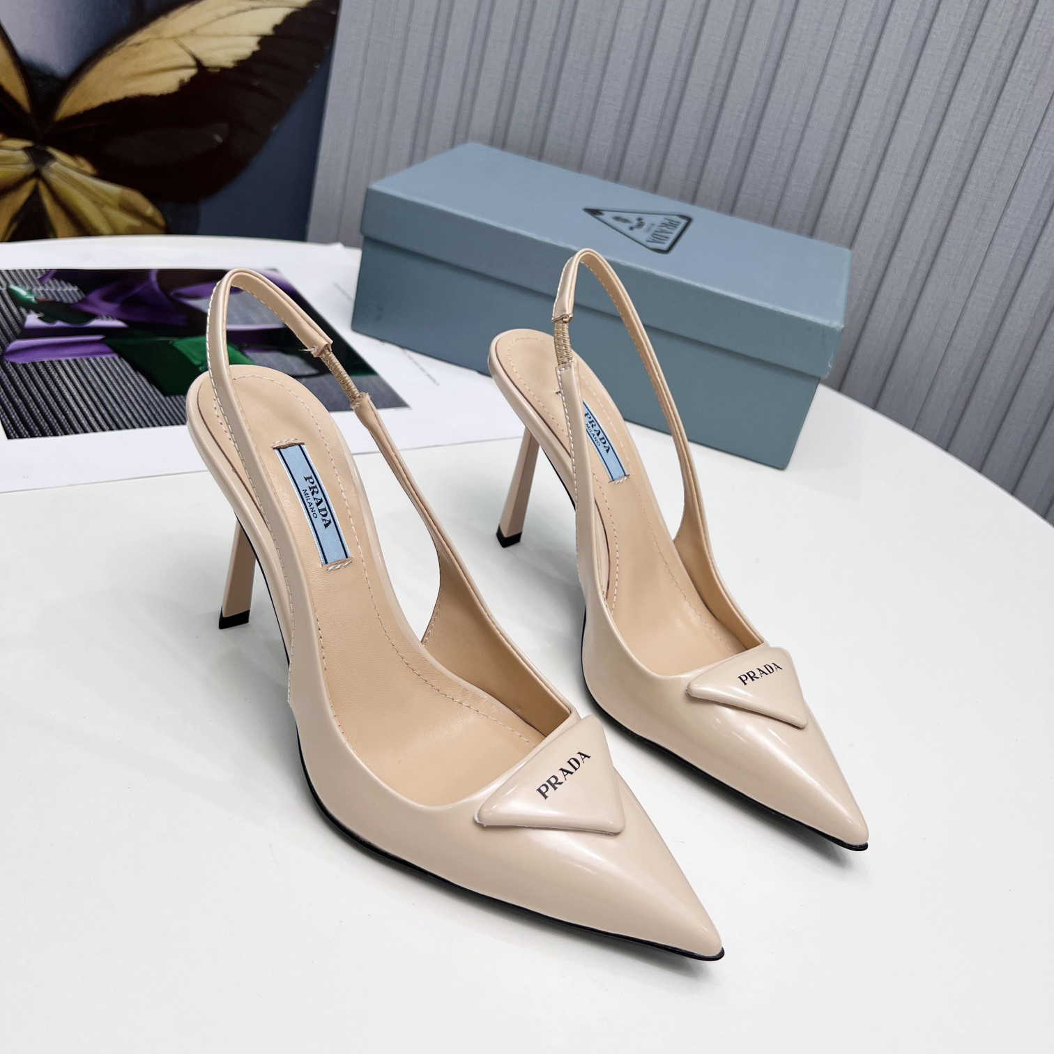 Prada Brushed Leather Slingback Pumps  - PerfectKickZ